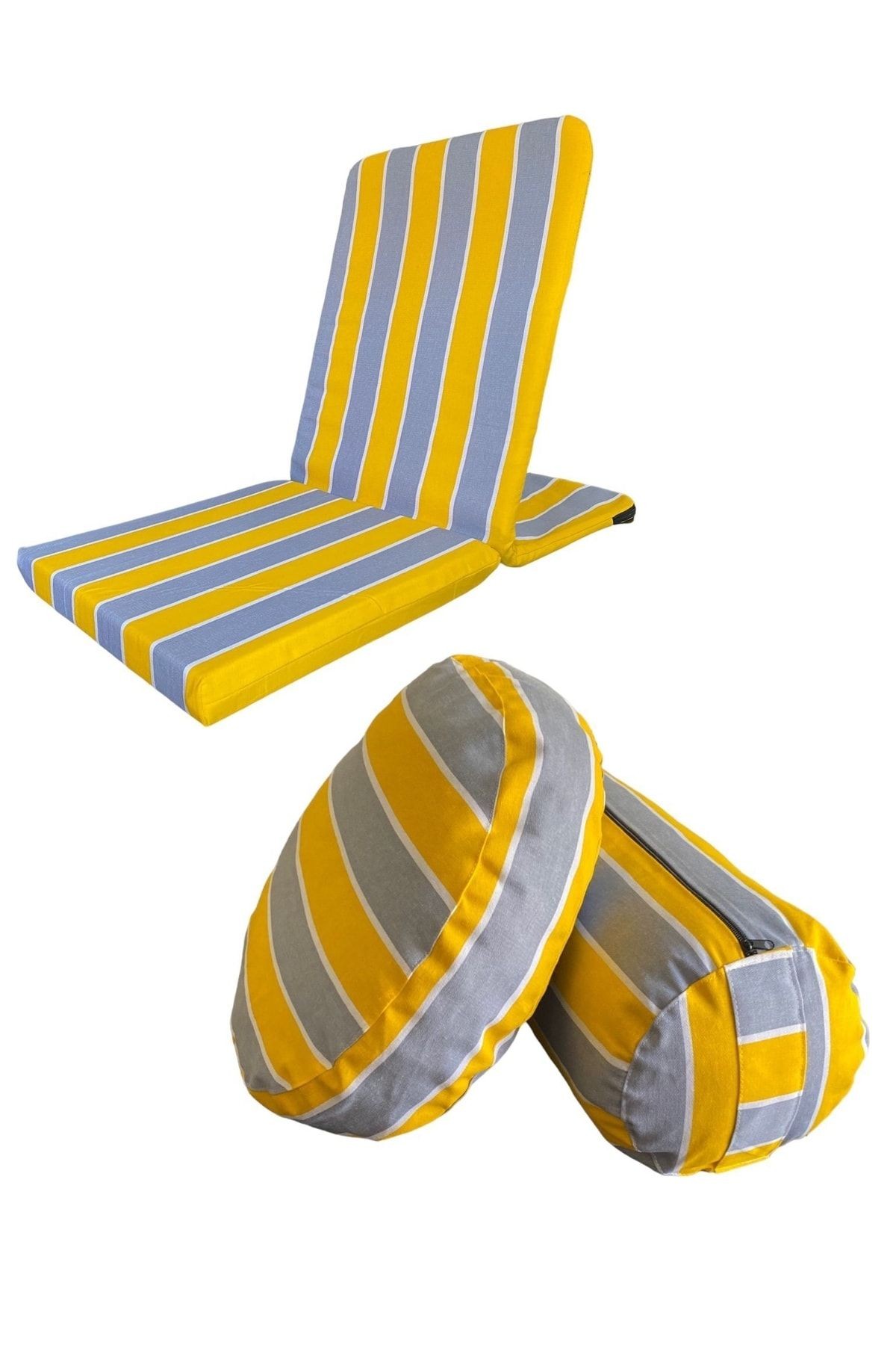 Backjack Meditasyon Sandalyesi - Meditasyon Minderi & Bolster Minderi - Üçlü Set - sarı