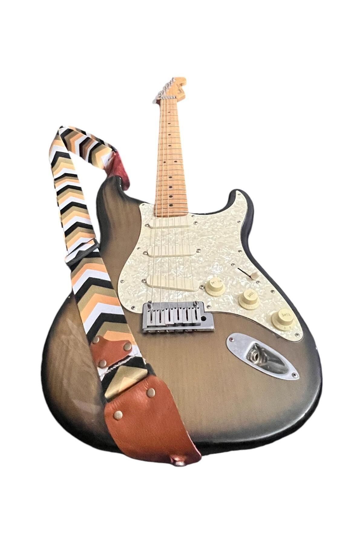 Hakiki Deri Askılıklı Gitar Askısı, Gitar Kayışı 5 Cm Kalınlık Max: 165 Uzunluk Cm Pena Hediyeli