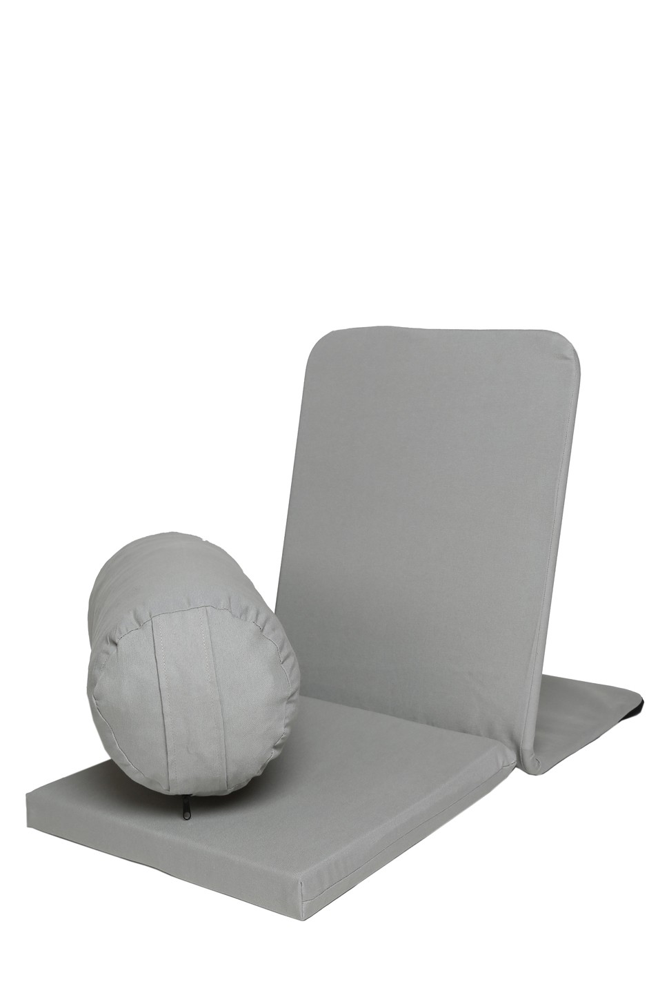 Meditasyon Sandalyesi (Backjack) + Silindir Yoga Bolster Minderi İkili Set / Duck Kumaş - gri