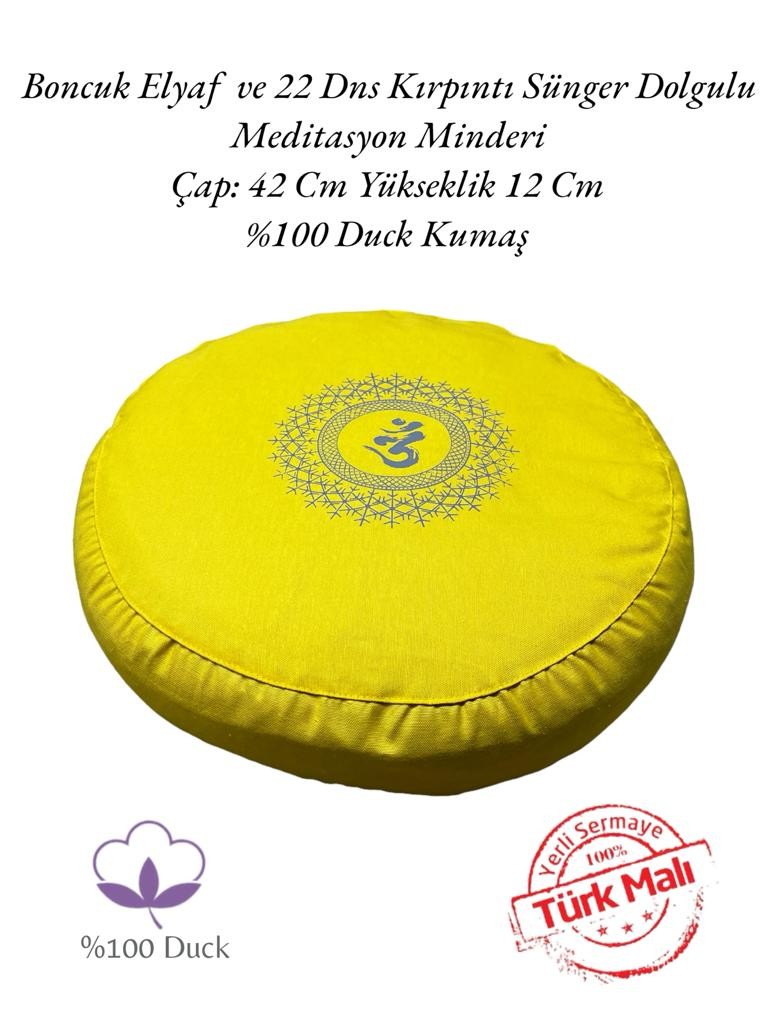 10 Adet Meditasyon Minderi - Yuvarlak Yoga Minderi - Baskılı Sarı