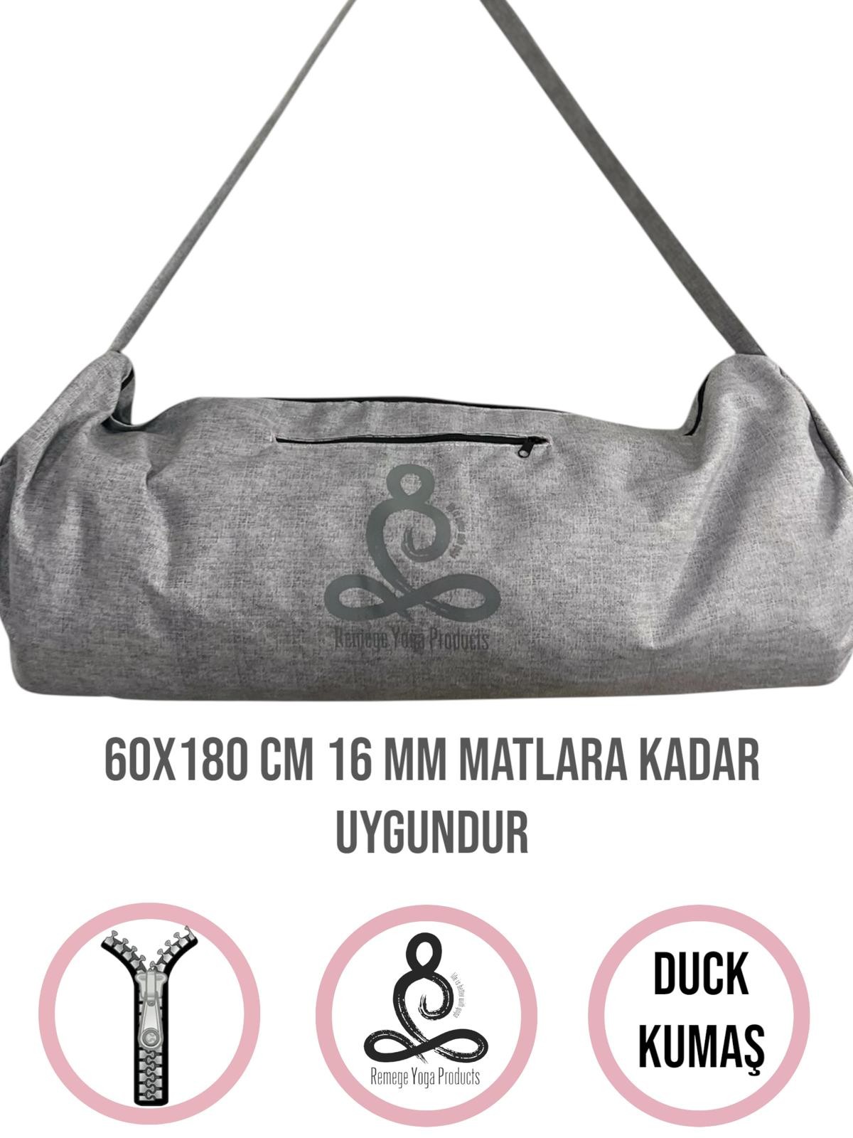 Mat Taşıma Çantası, Yoga Fitness Silindir Antrenman Çantası + 2 Adet Mat Toplama Lastiği - antrasit