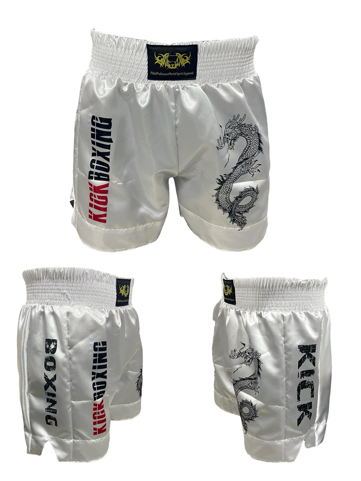 Dijital Baskılı Kickboks Şortu - Kickboks Müsabaka ve Antrenman Şortu - beyaz
