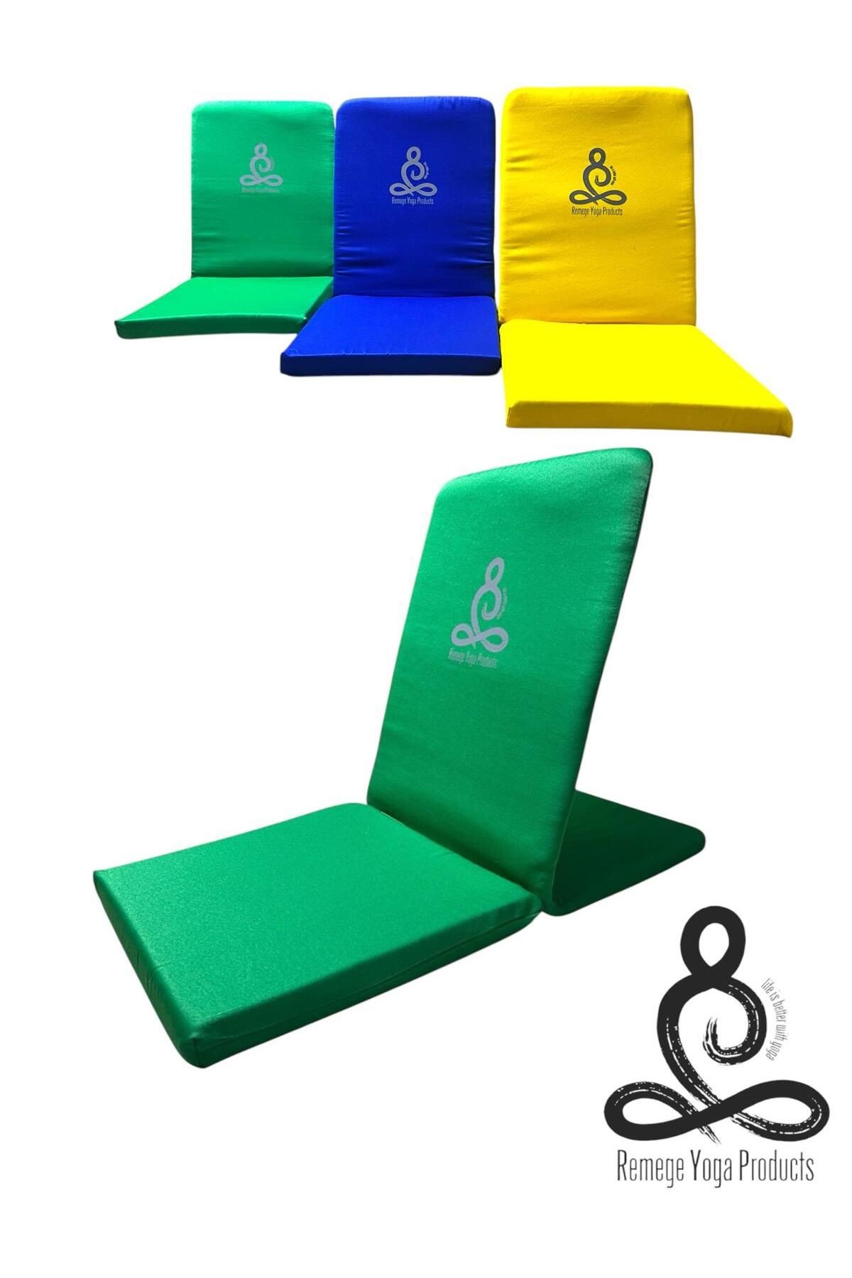 Sırt Destekli Yoga Minderi Meditasyon Sandalyesi Backjack Destekli Yer Minderi Yoga Sandalyesi - yeşil