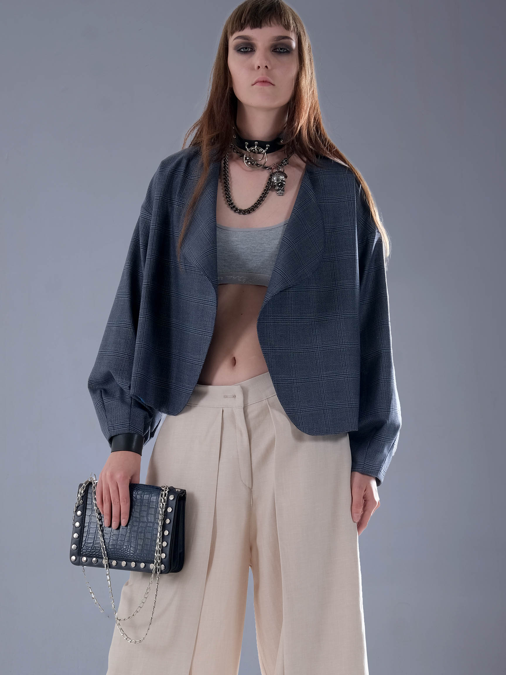 PLAID CARDIGAN JACKET