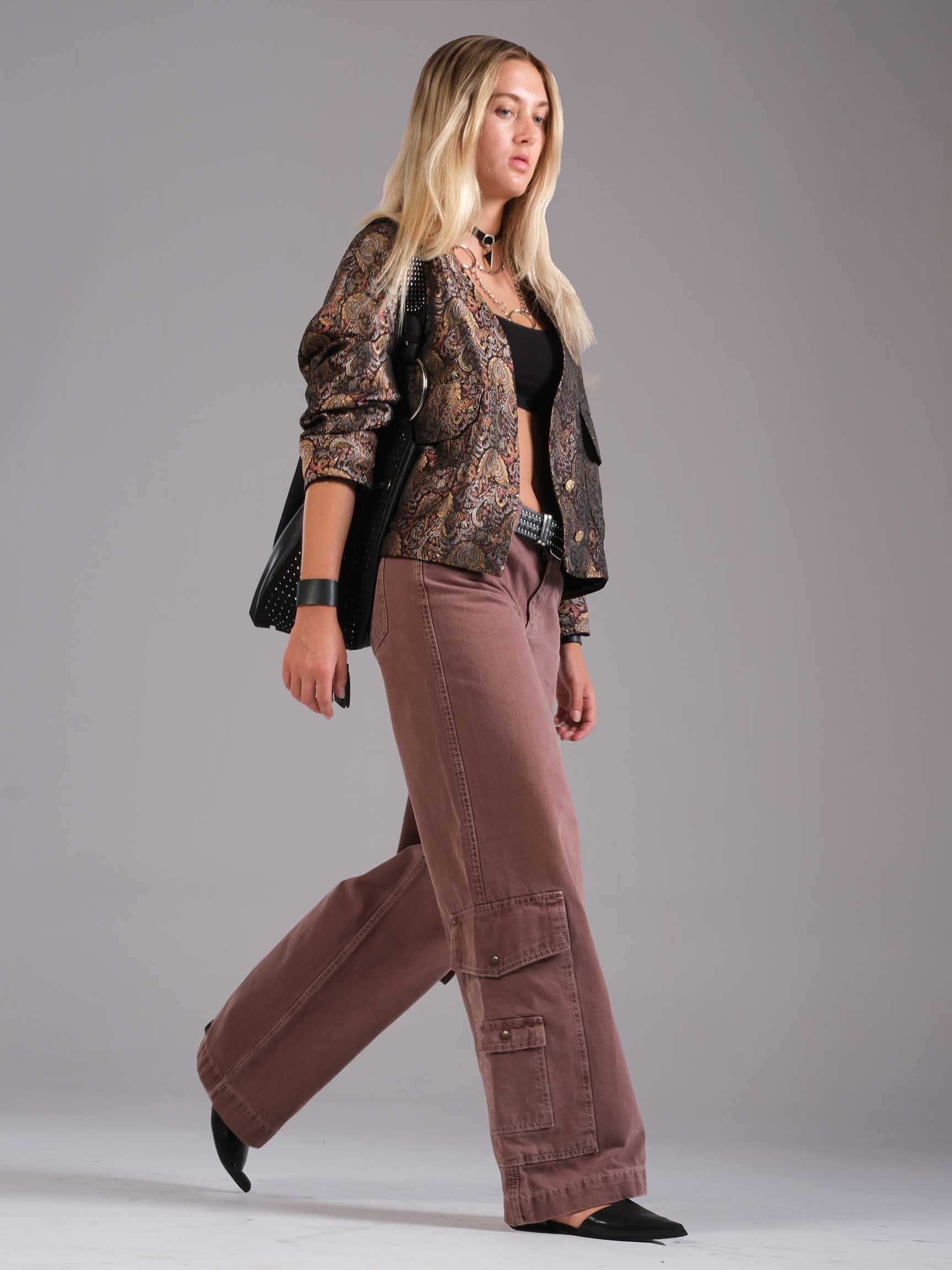 GENİŞ PAÇA CARGO CEPLİ KADIN DENIM PANTOLON