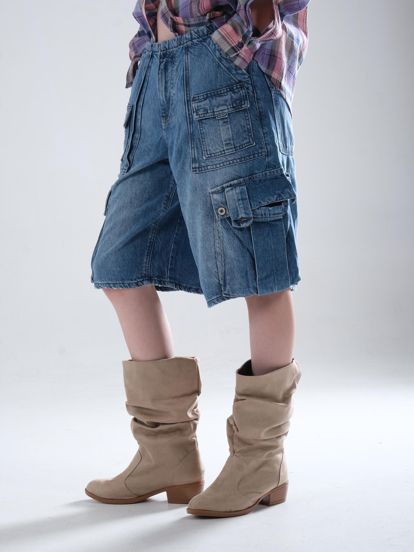 CARGO DENIM LOOSE KADIN ŞORT