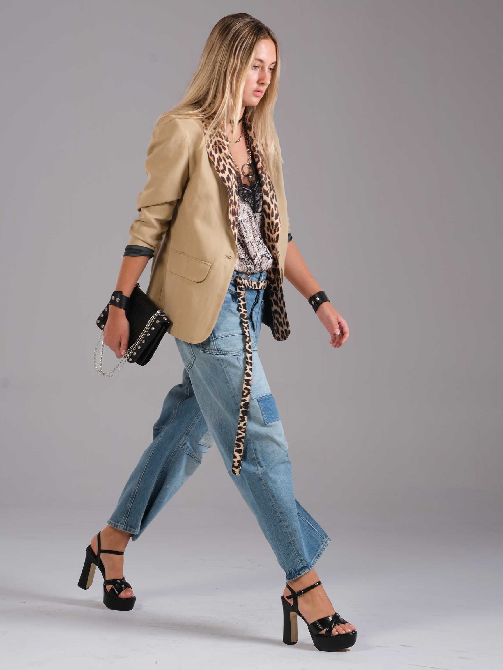 LEOPAR DESEN YAKA DETAYLI KADIN BLAZER CEKET