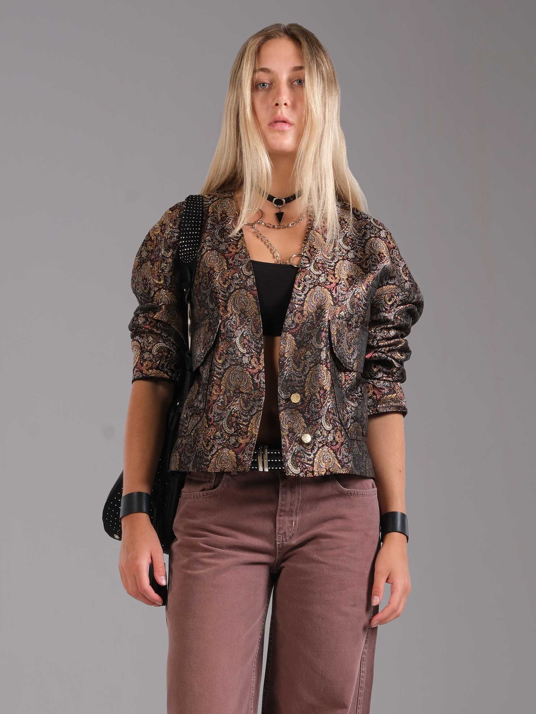 ETHNIC WOVEN PATTERN SHORT CAFTAN JACKET