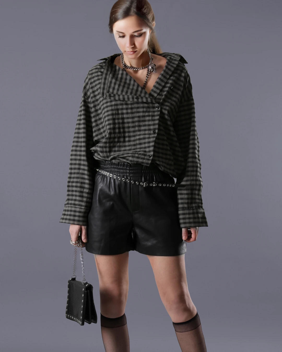 EKOSELİ ASİMETRİK YAKA KADIN GÖMLEK