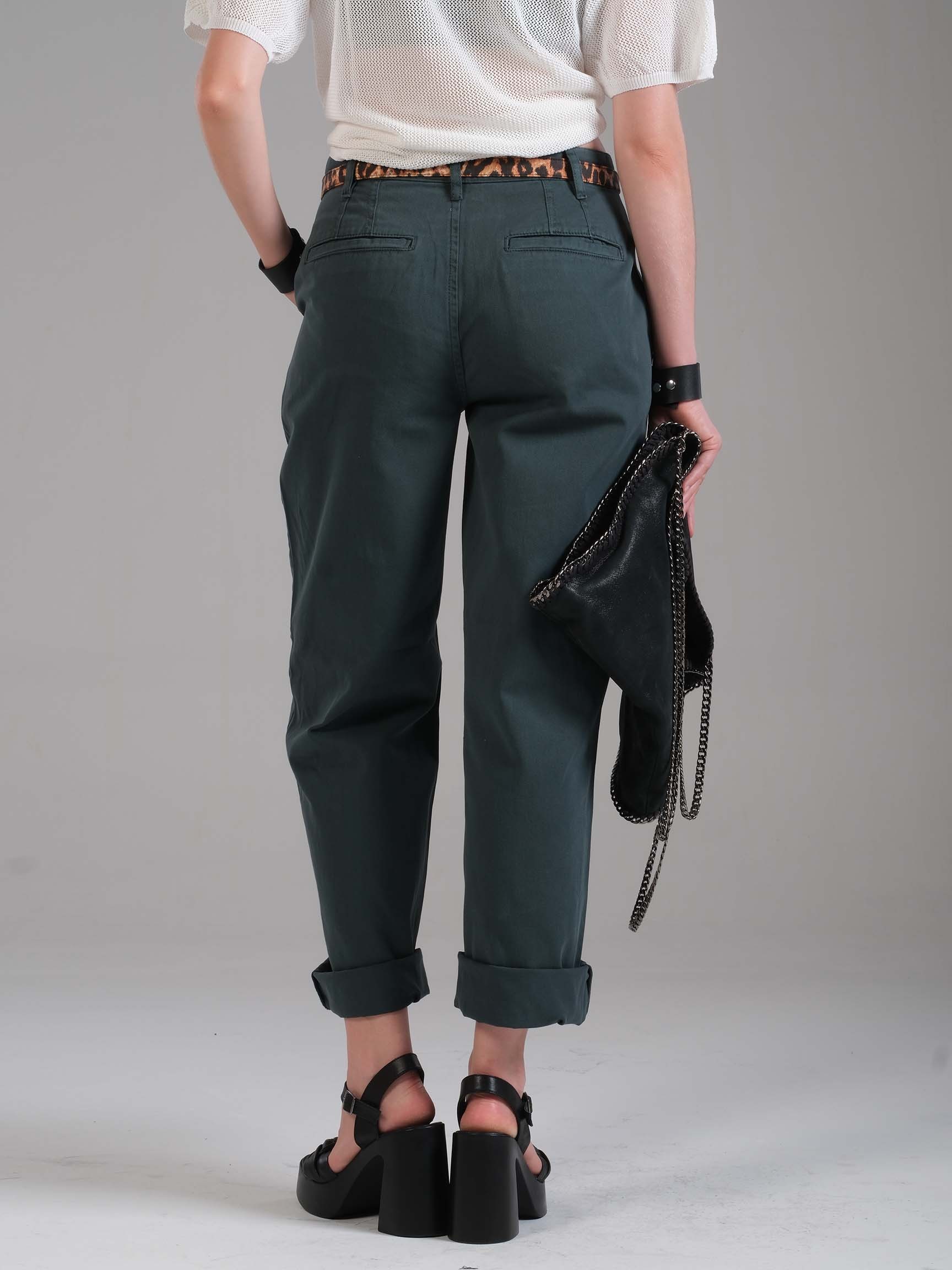 LOOSE MOM KADIN DENIM PANTOLON - Yeşil