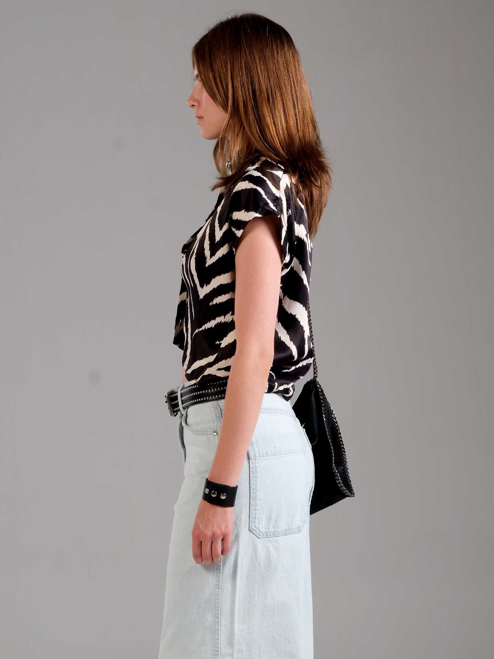 ZEBRA DESEN CROP SATEN KADIN GÖMLEK