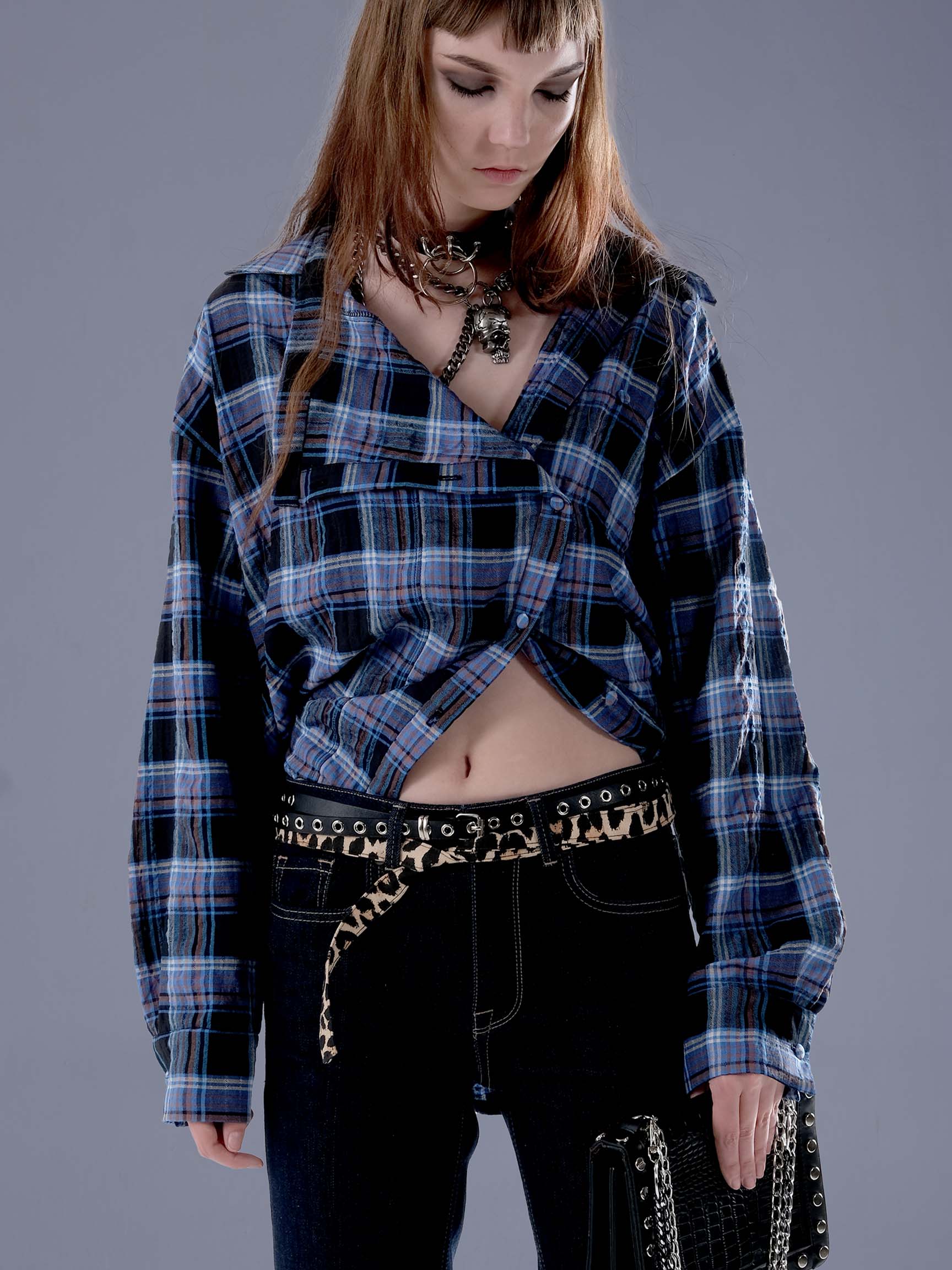 ASİMETRİK YAKA EKOSELİ KADIN GÖMLEK