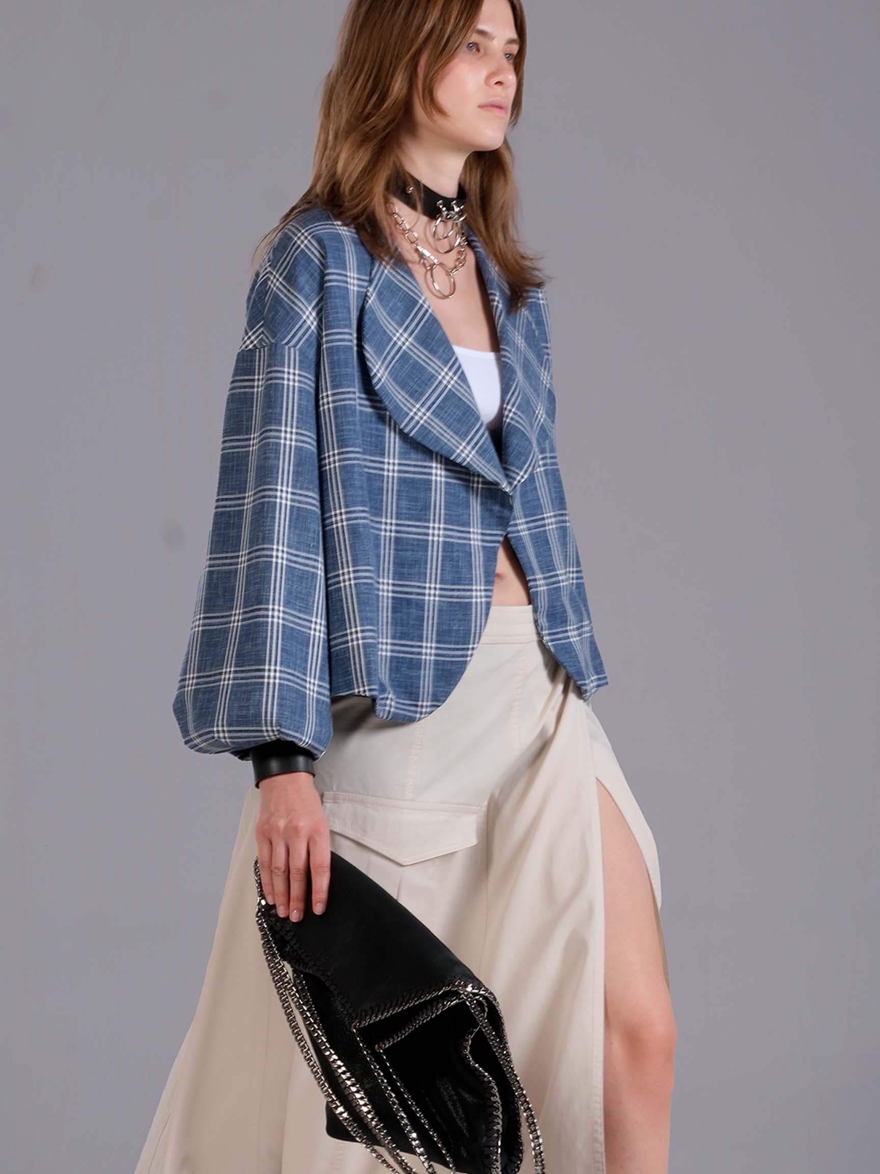PLAID CROP WOMAN JACKET