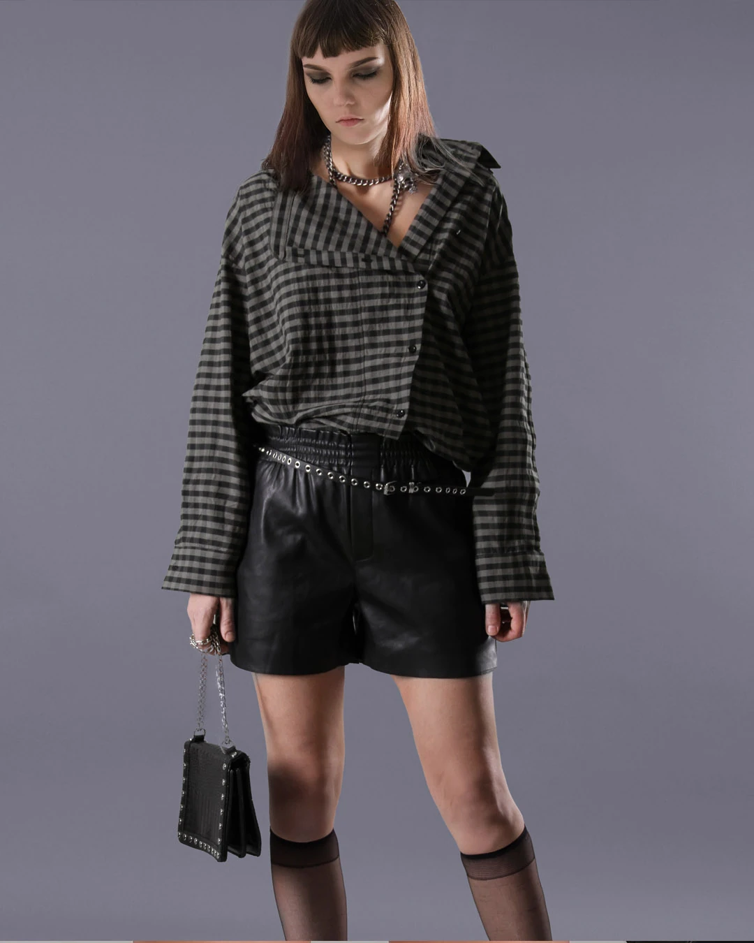 EKOSELİ ASİMETRİK YAKA KADIN GÖMLEK