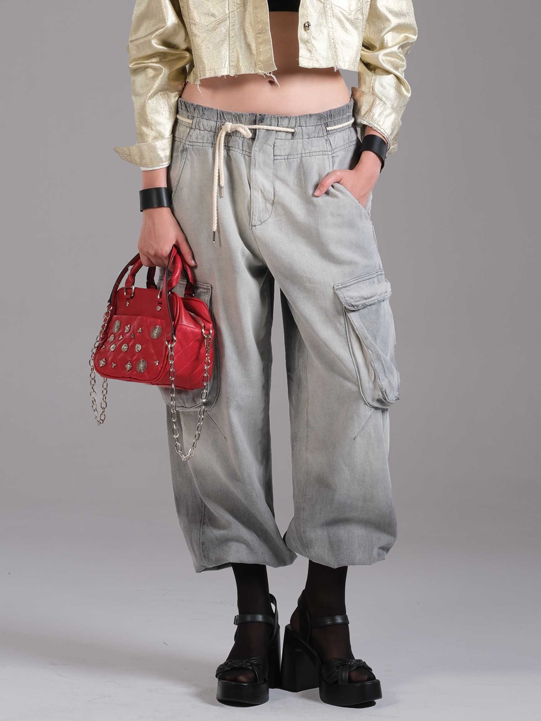 LOOSE CARGO JOGGER DENIM PANTOLON