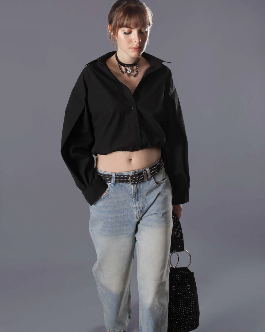 CROSSOVER BUBBLE CROP GÖMLEK