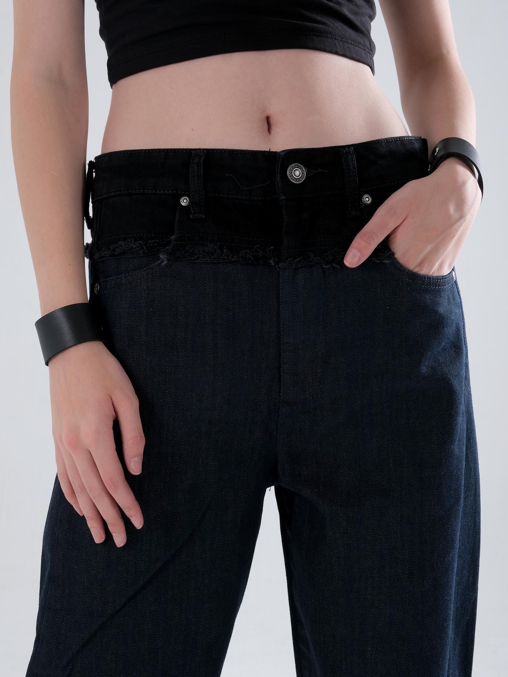 BEL DETAY LOOSE KADIN DENIM PANTOLON