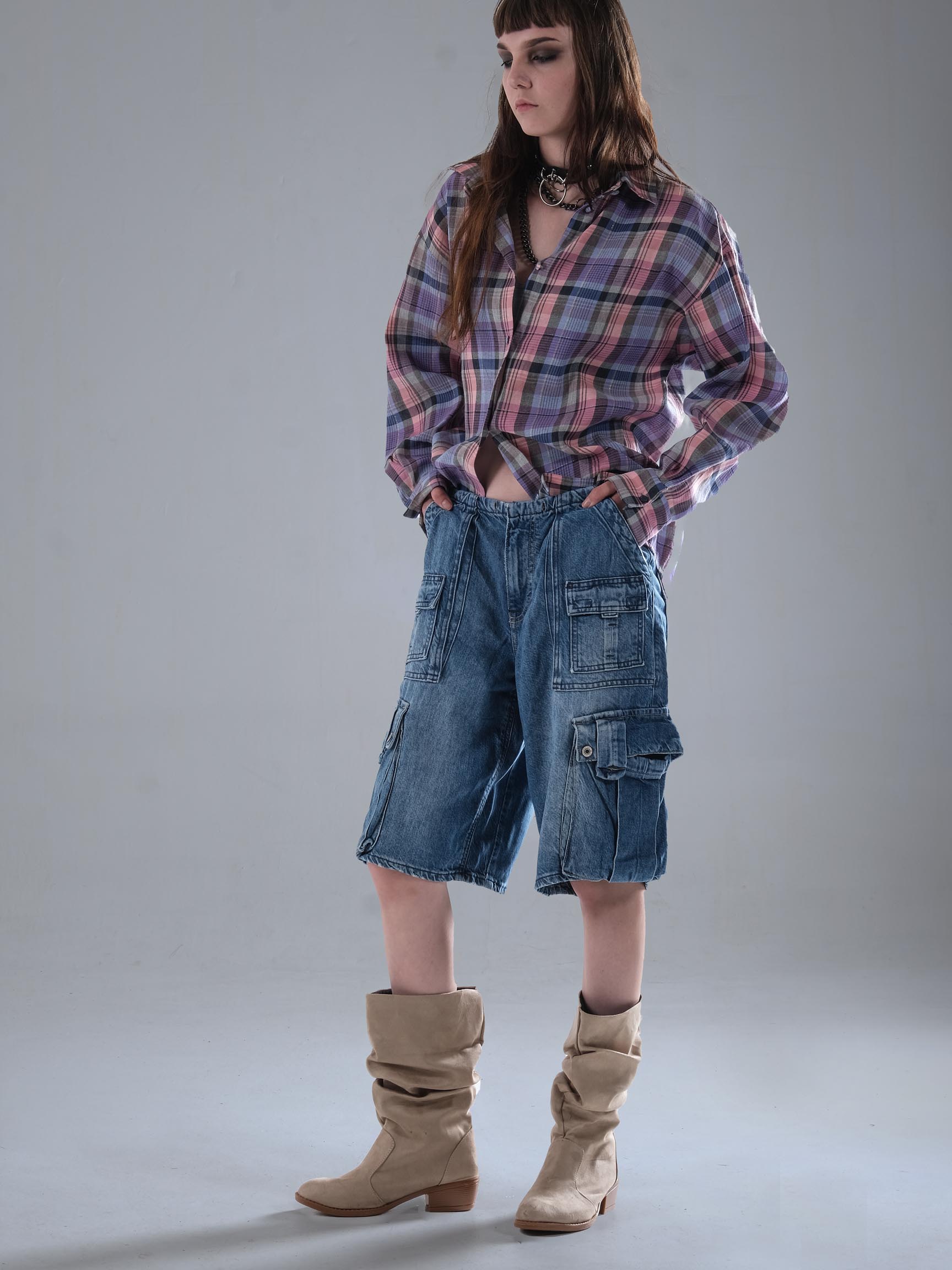 CARGO DENIM LOOSE KADIN ŞORT