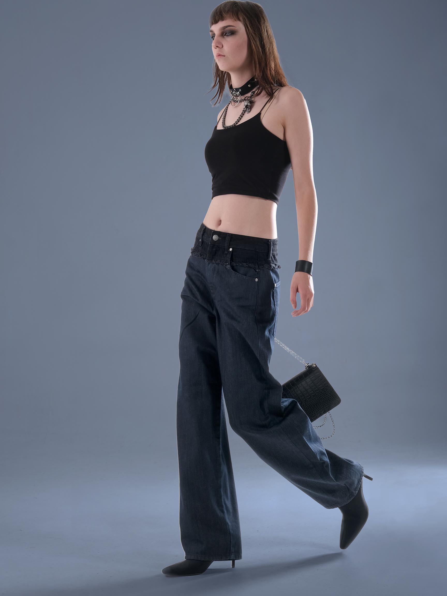 BEL DETAY LOOSE KADIN DENIM PANTOLON