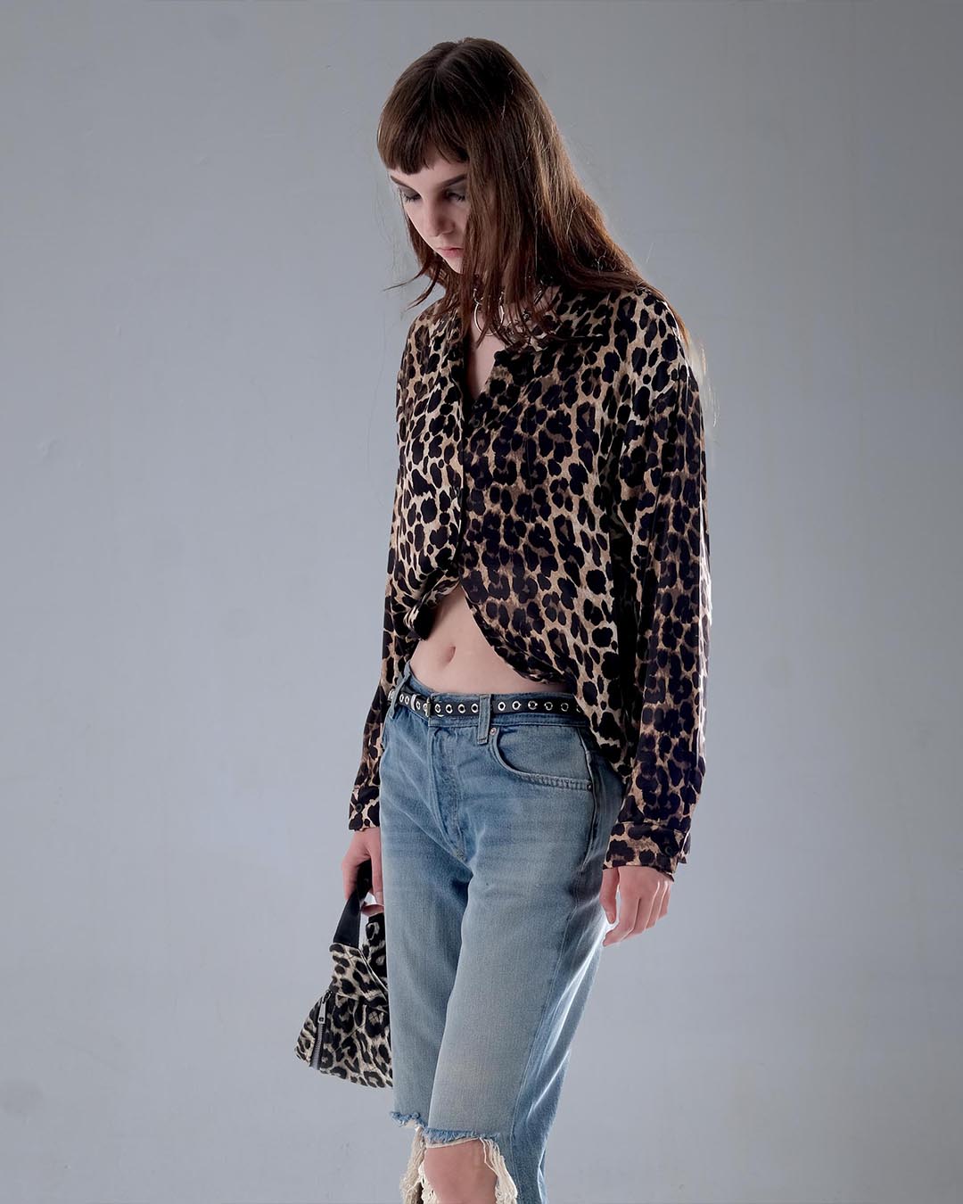 SATEN LEOPAR KADIN GÖMLEK