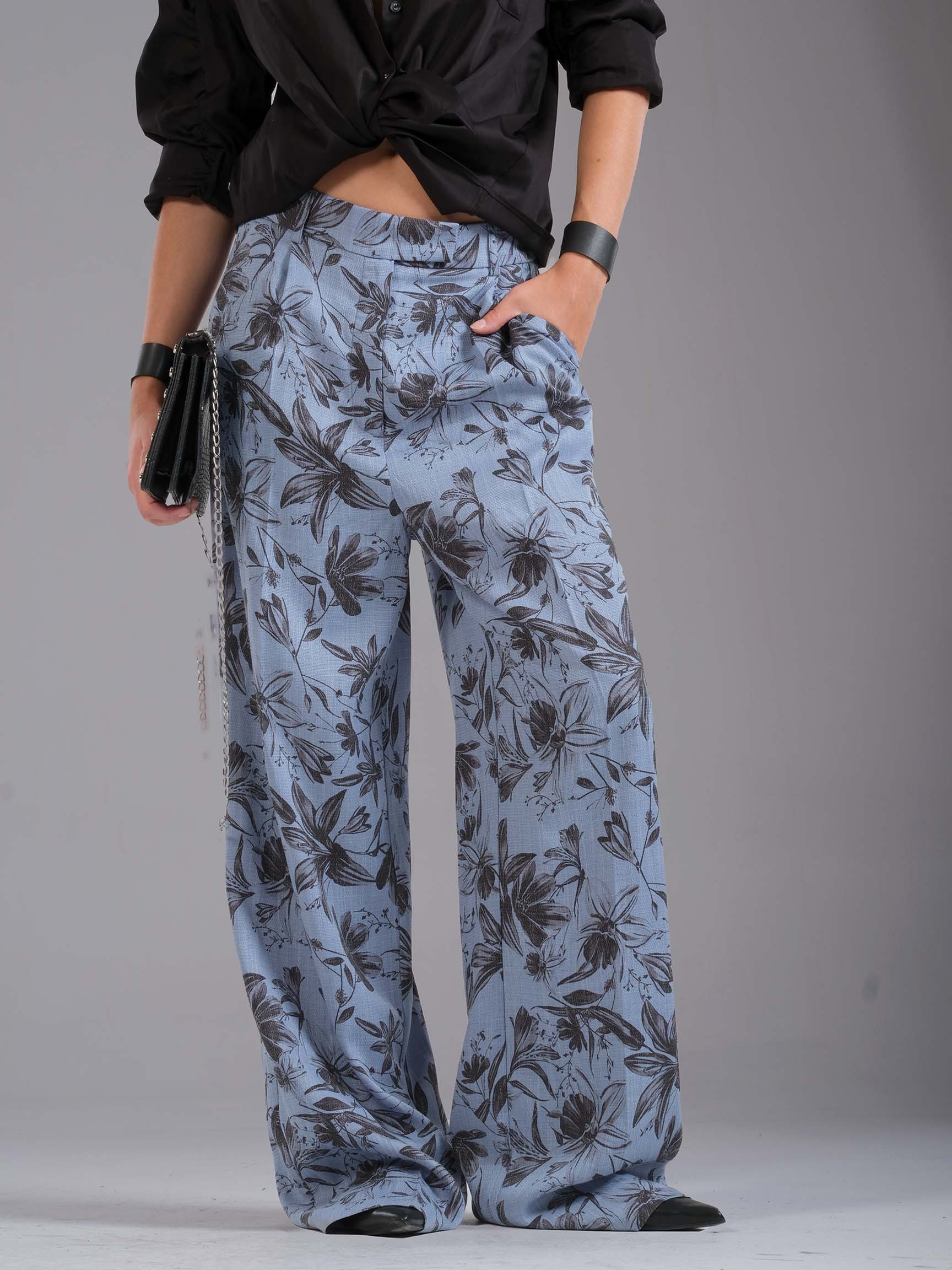 ÇİÇEK DESEN LOOSE KADIN PANTOLON