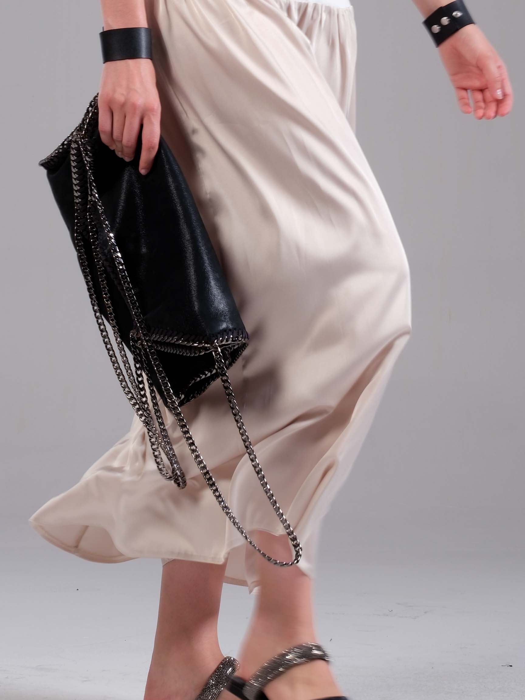 LONG SATIN DRESS WITH STRAPS