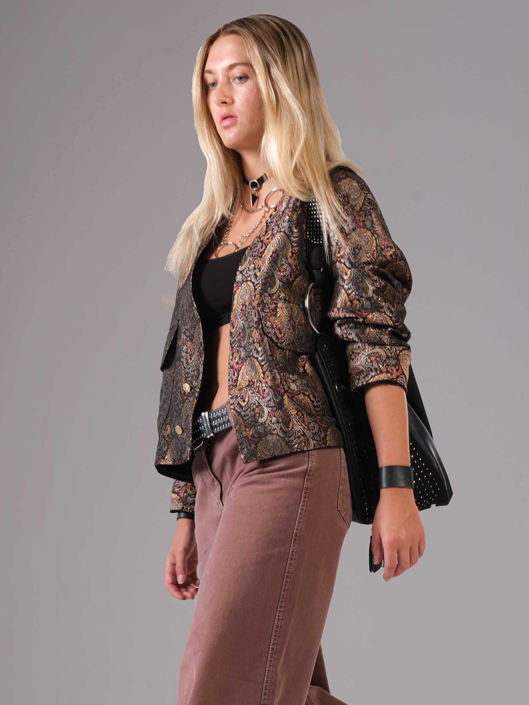 ETNİK DOKUMA DESEN KISA KAFTAN CEKET