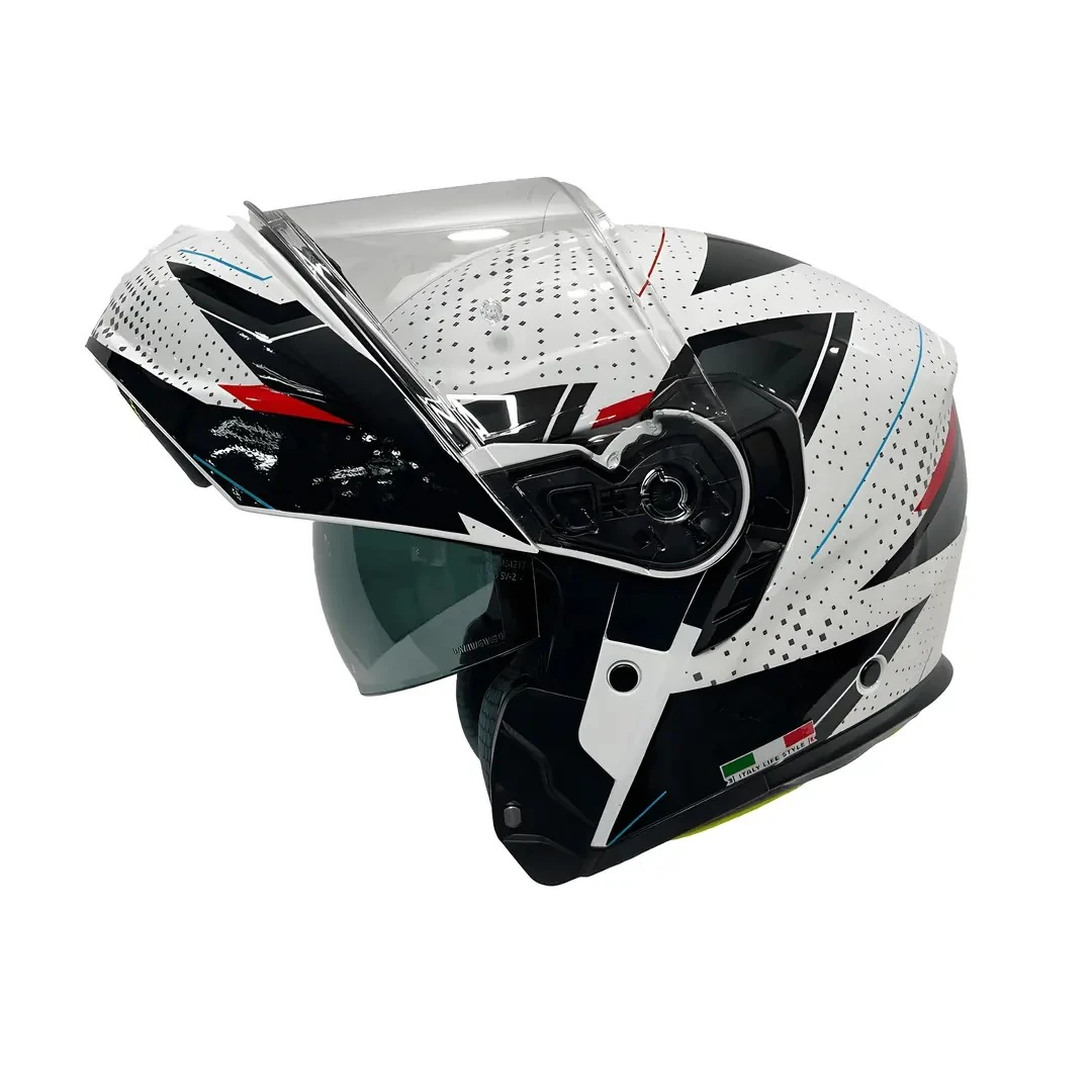 Kask Sway FS917 Fusion White Black Red Çene Açılır 