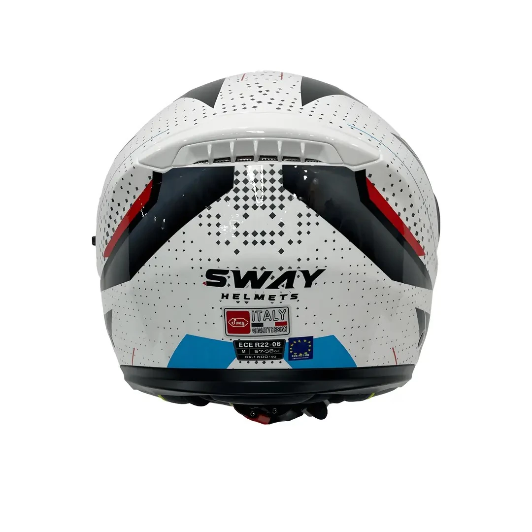 Kask Sway FS917 Fusion White Black Red Çene Açılır 