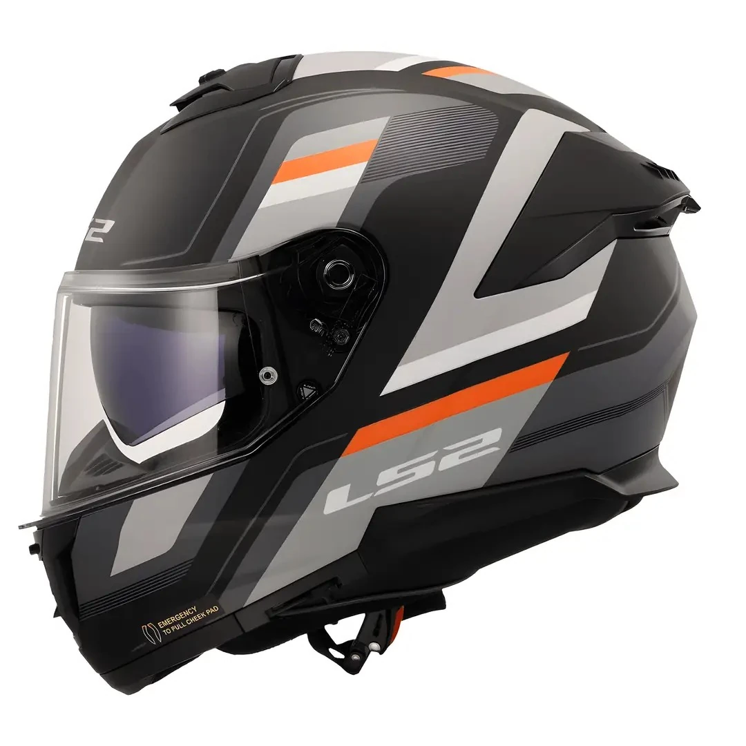 Kask LS2 Stream 2 Vintage Mat Siyah Gri-Beyaz Kırmızı