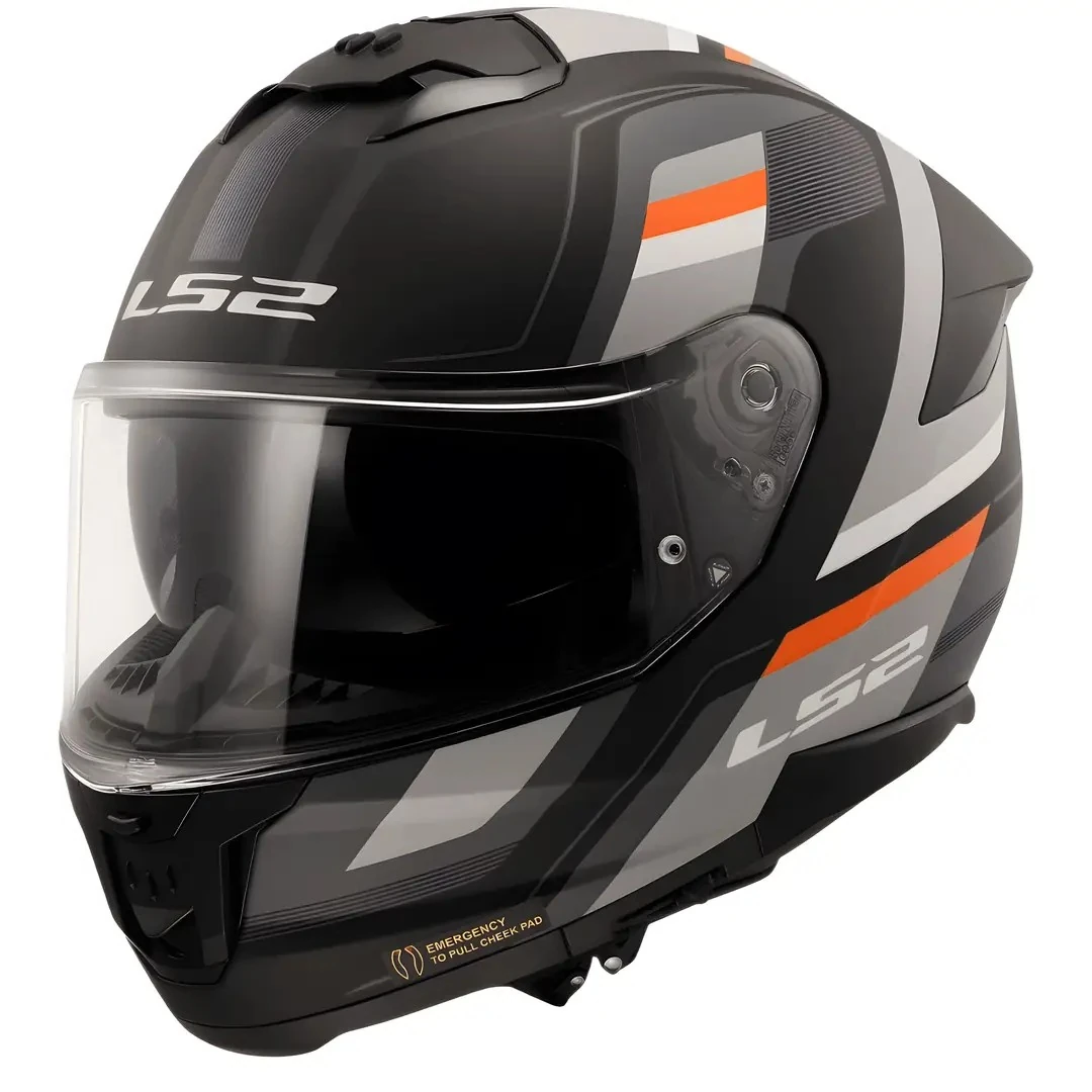 Kask LS2 Stream 2 Vintage Mat Siyah Gri-Beyaz Kırmızı