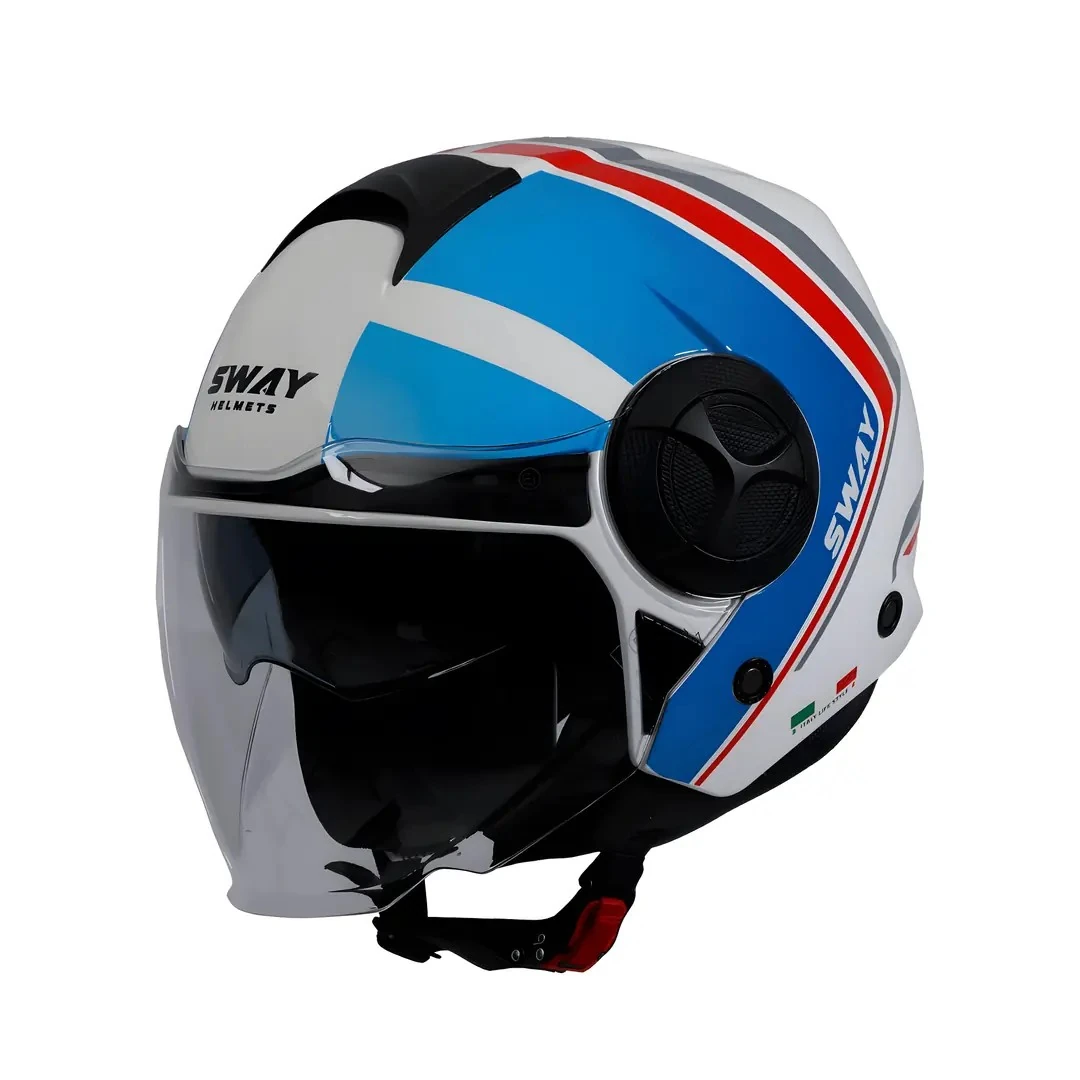 Kask Sway SW737 Double Yarım White Blue Red