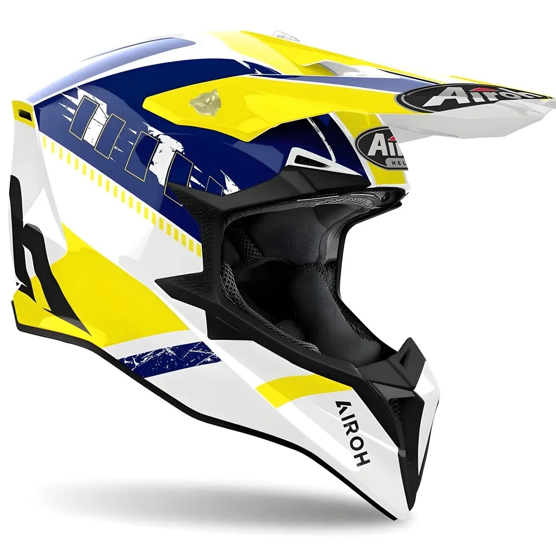 Kask Aıroh Wraap Feel Yellow Blue Gloss 