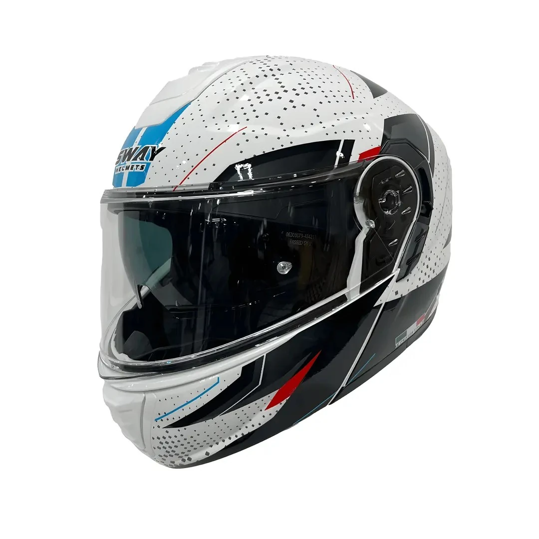 Kask Sway FS917 Fusion White Black Red Çene Açılır 