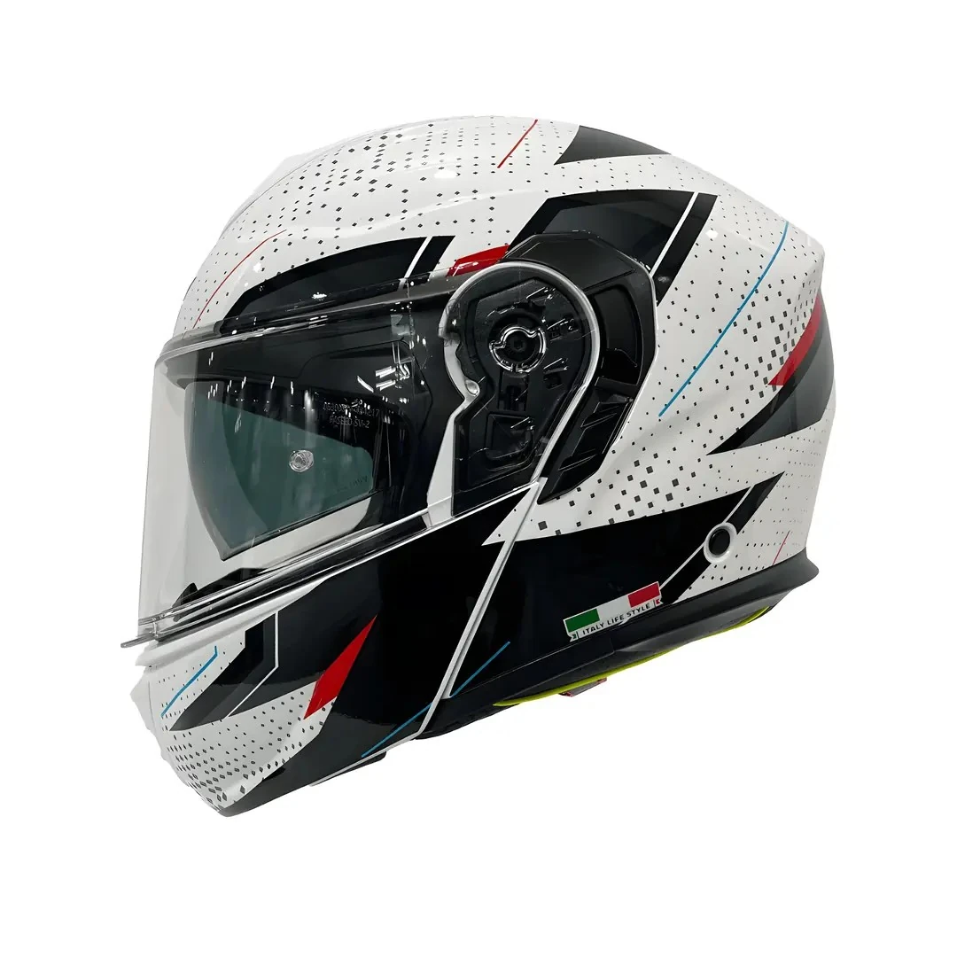 Kask Sway FS917 Fusion White Black Red Çene Açılır 