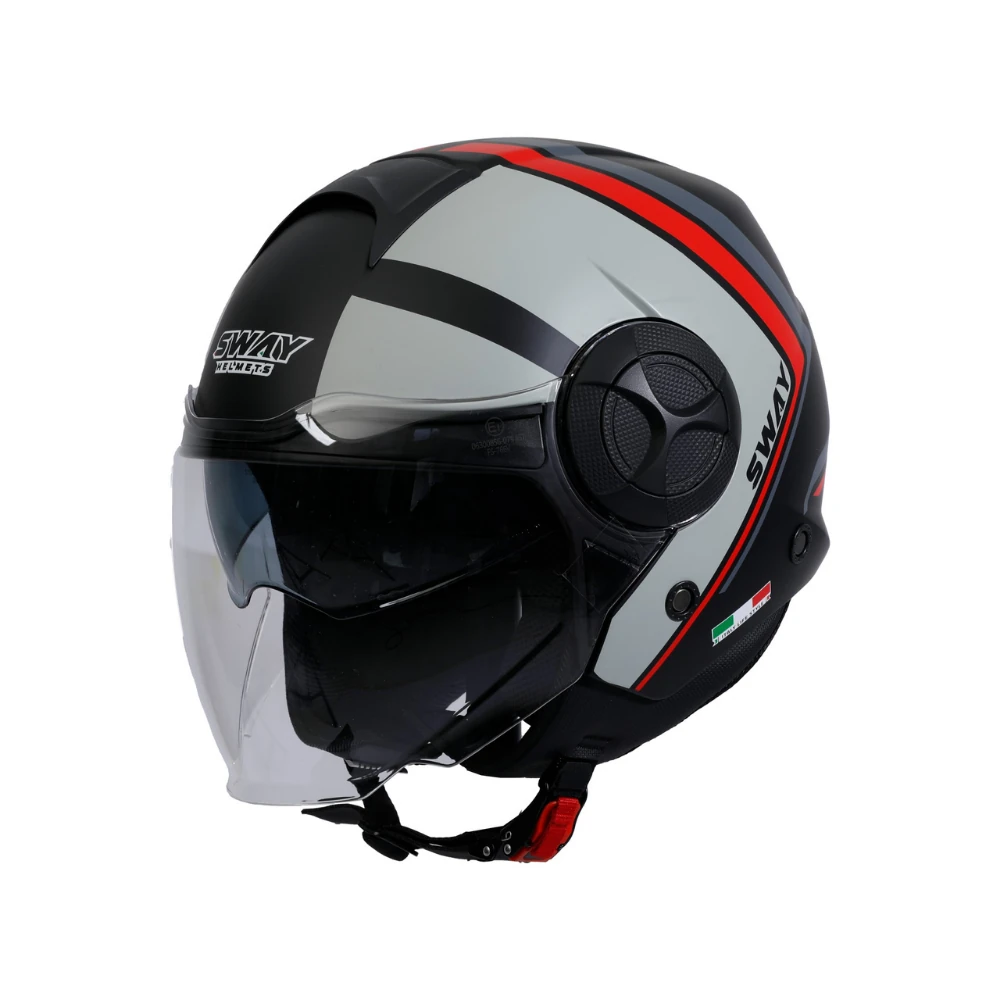Kask Sway SW737 Double Yarım Black Red Grey