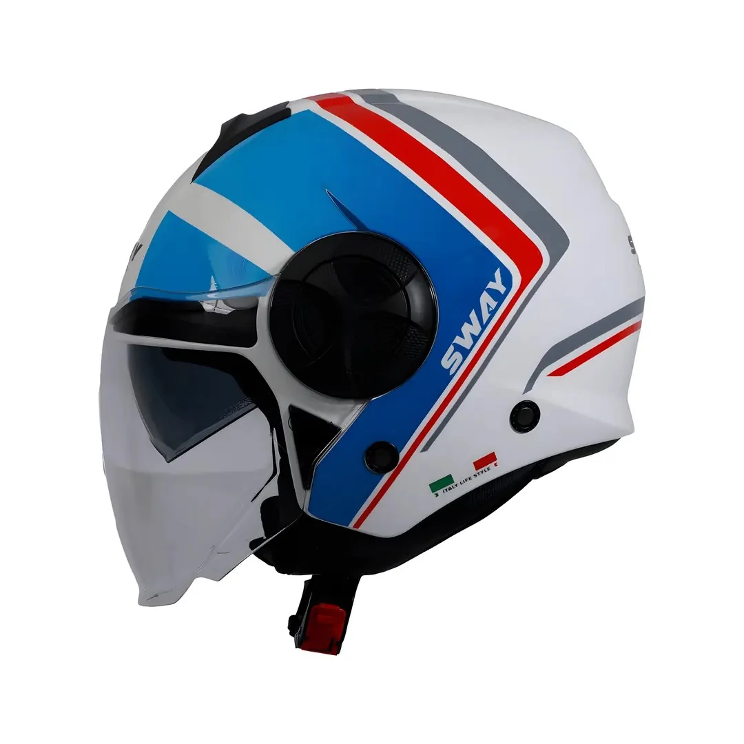 Kask Sway SW737 Double Yarım White Blue Red