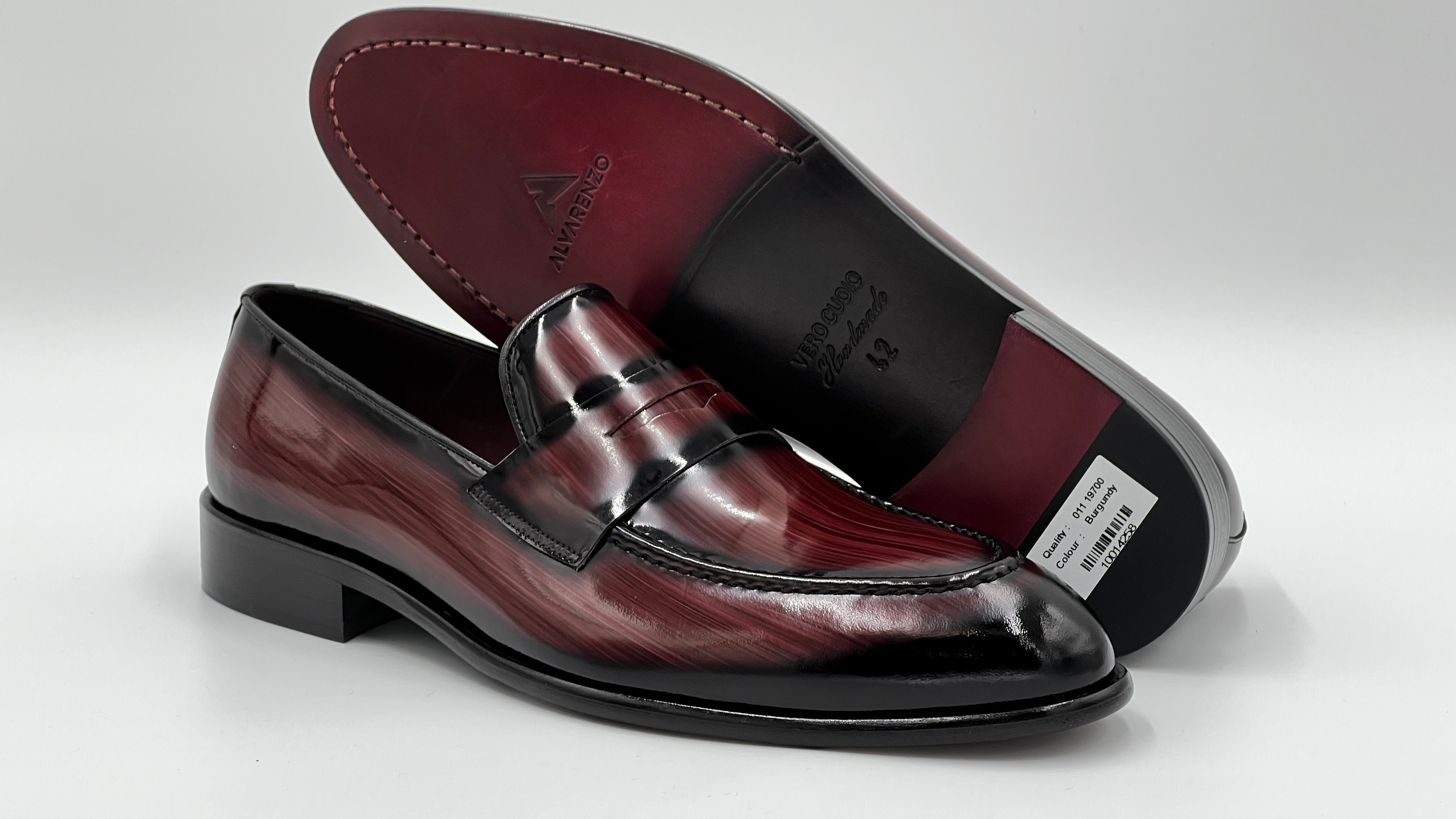 LANDO Handpaint Loafer Burgundy Leather Dress Shoes