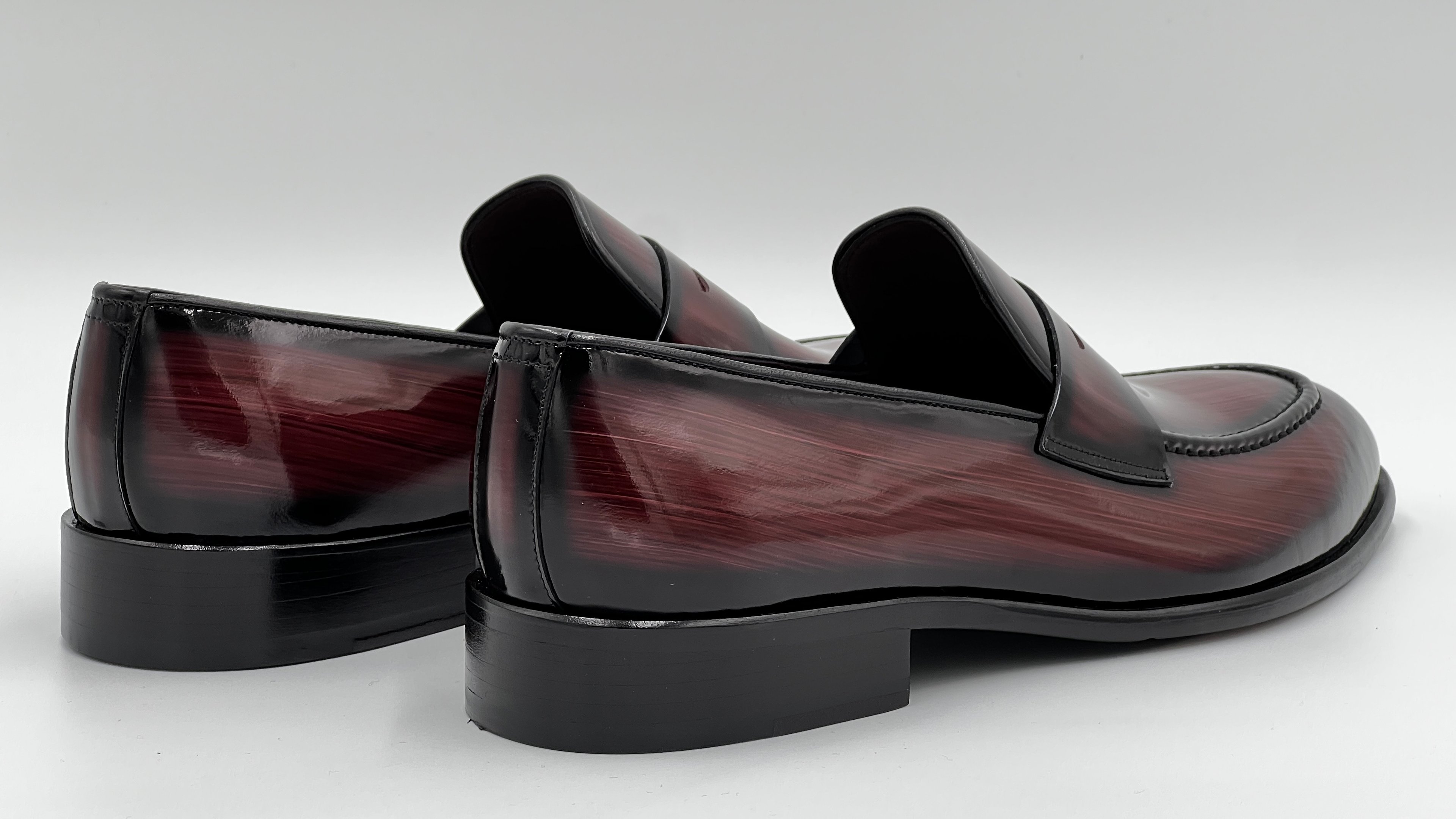 LANDO Handpaint Loafer Burgundy Leather Dress Shoes