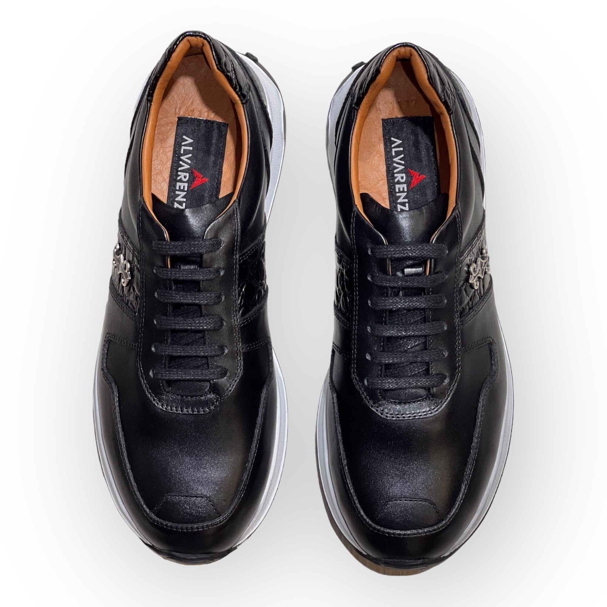 SOSO Black Genuine Leather Sneaker Shoes