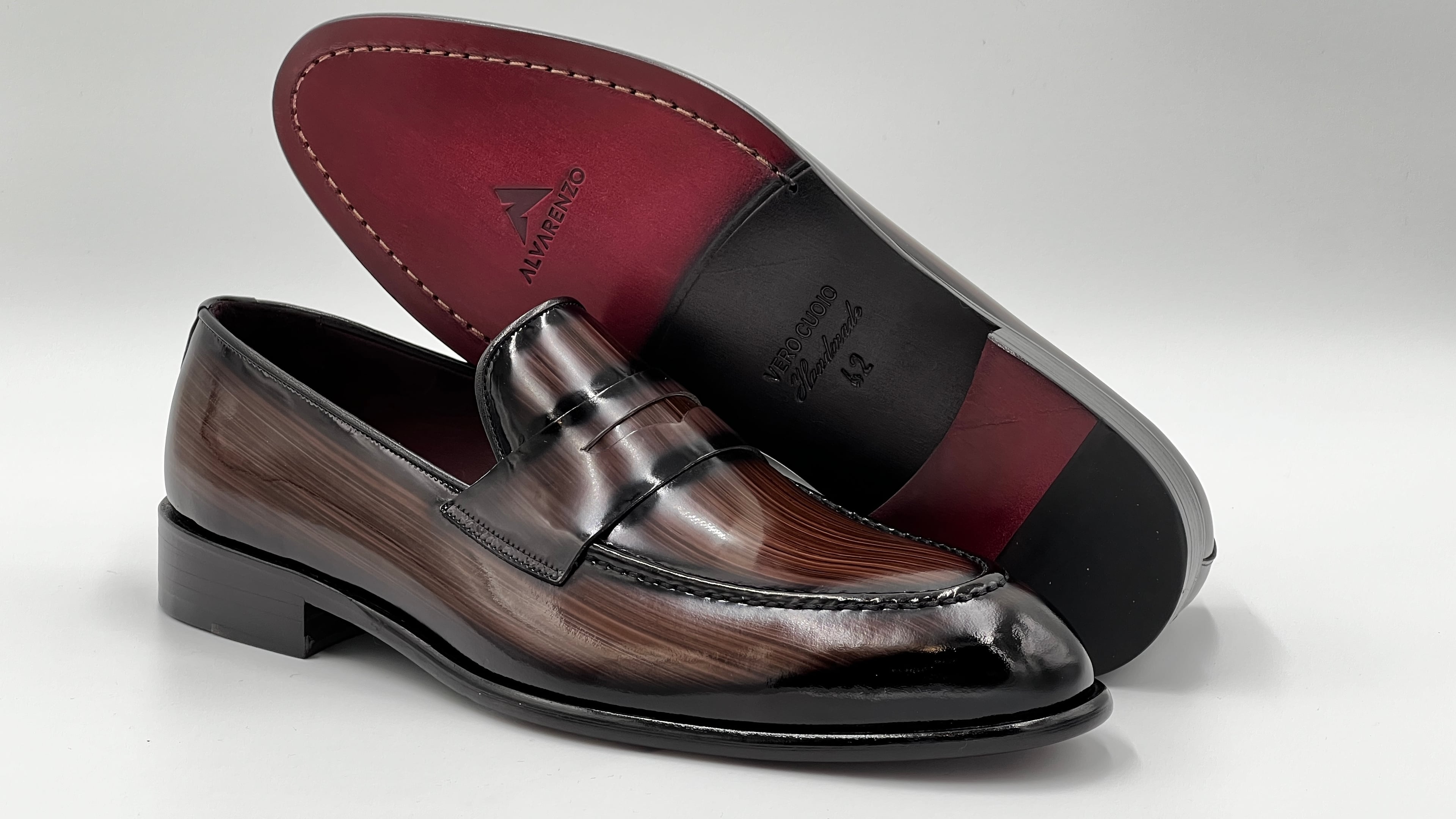LANDO Handpaint Loafer Brown Leather Dress Shoes