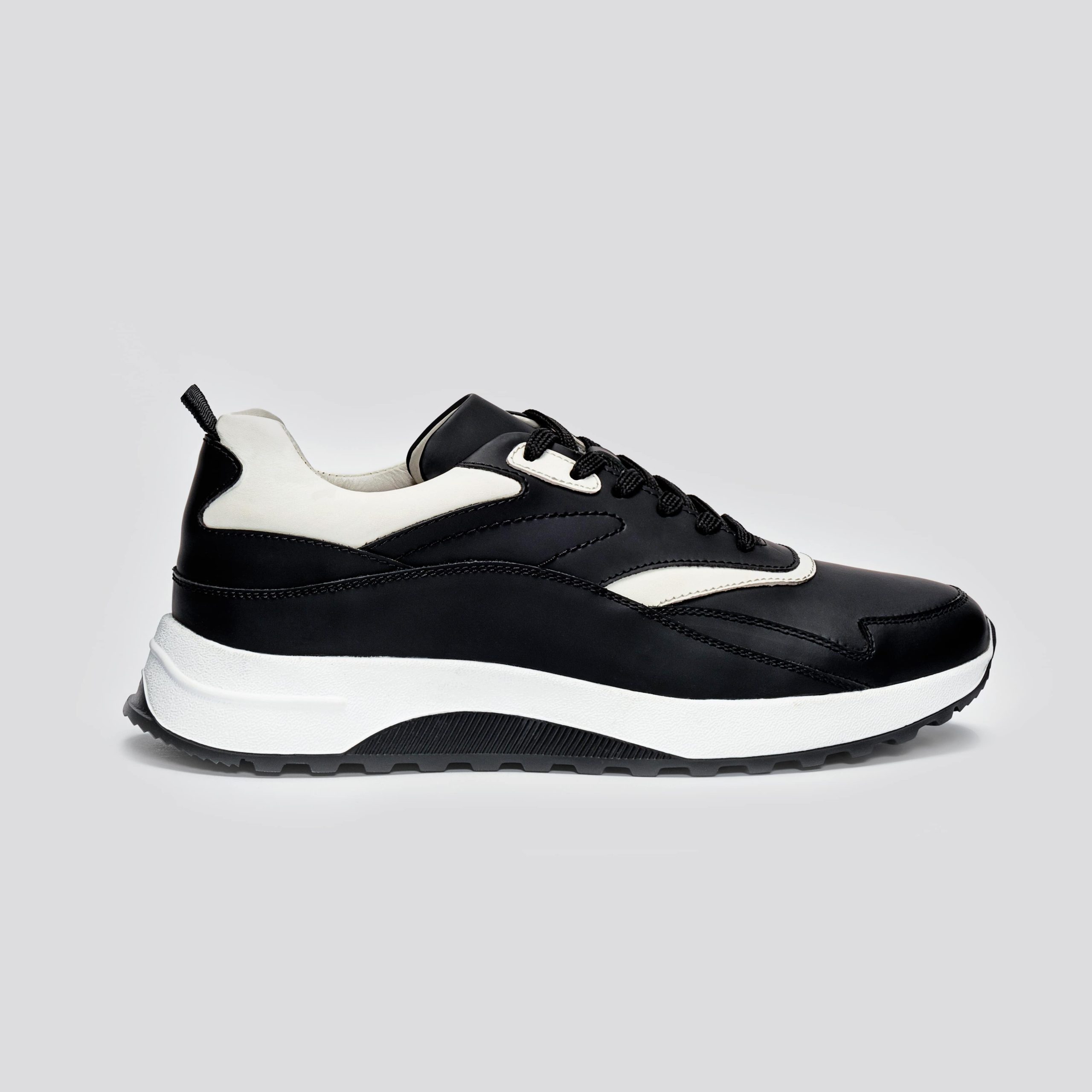 POKA Black Genuine Leather Sneaker Casual Shoes