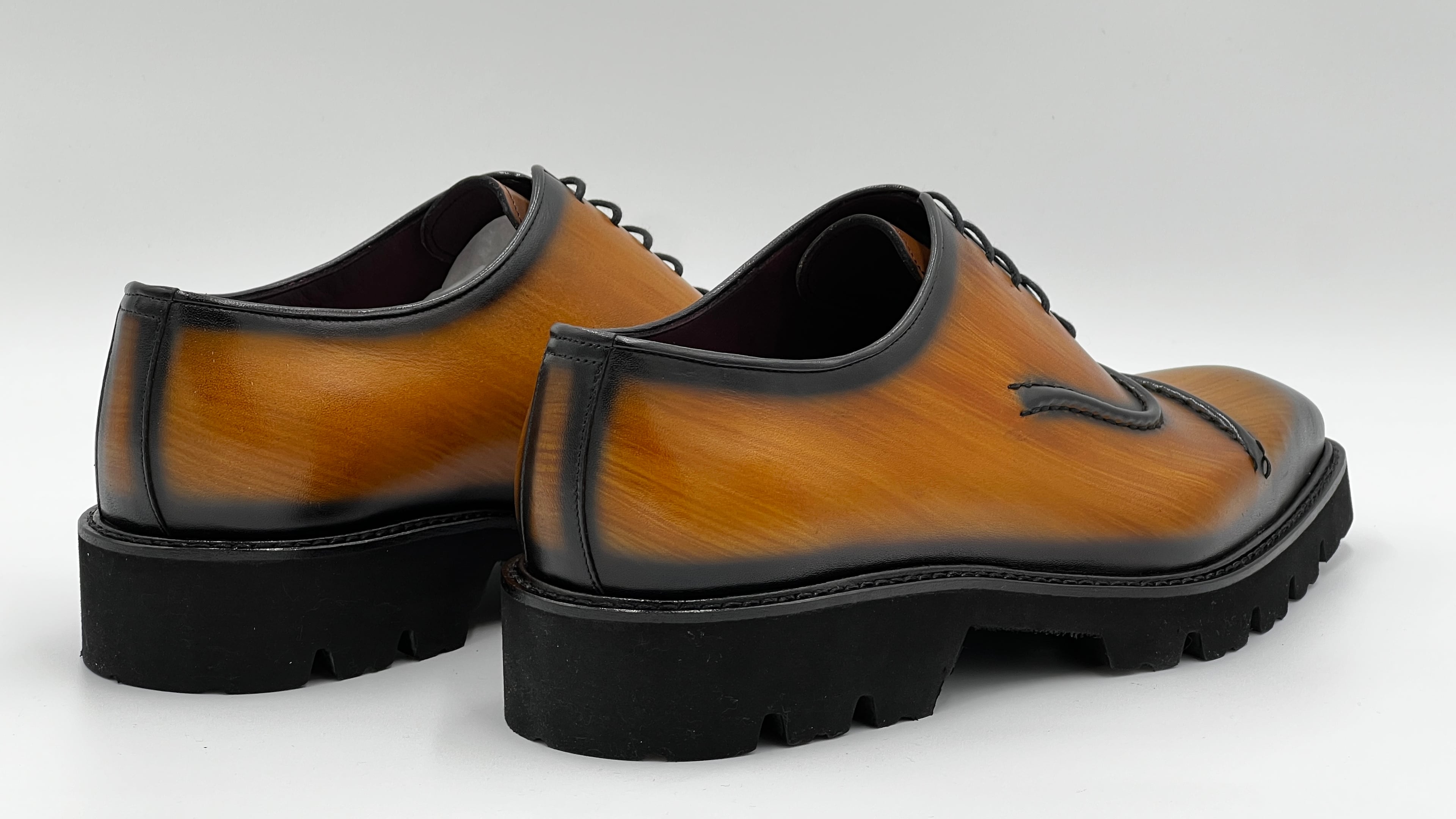 LAKAS Handpaint Tan Rubber Sole Leather Shoes