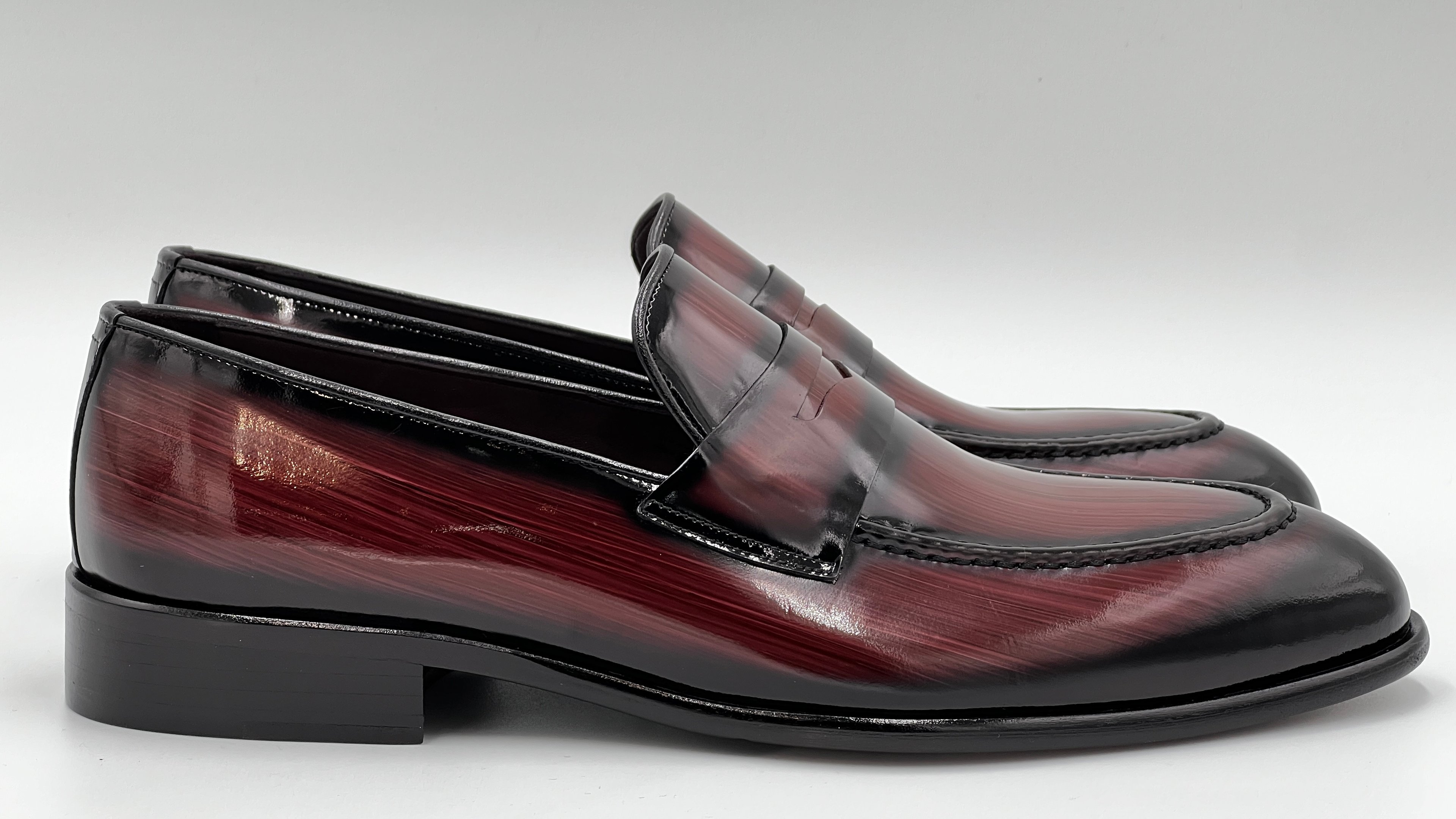 LANDO Handpaint Loafer Burgundy Leather Dress Shoes