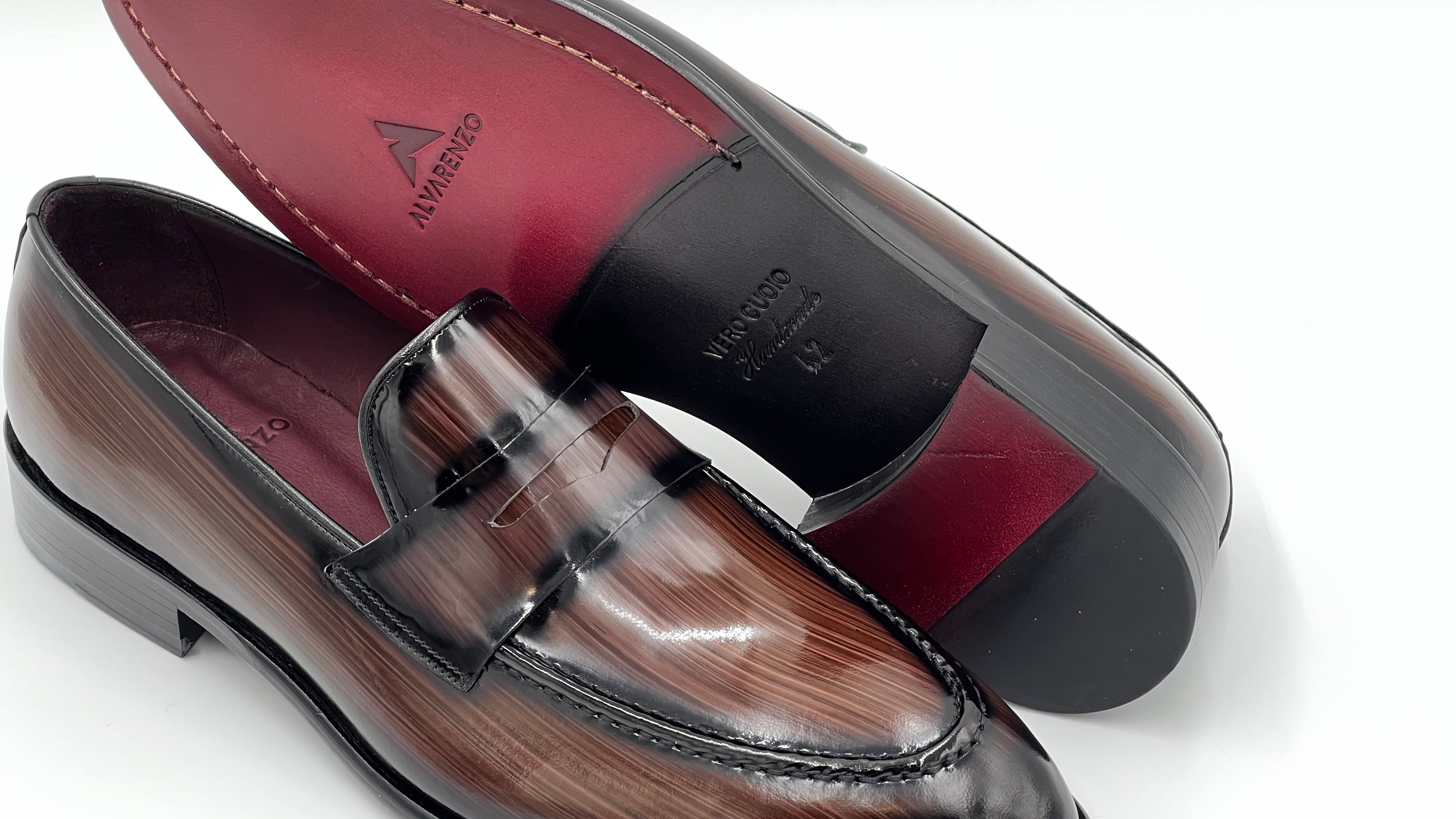 LANDO Handpaint Loafer Brown Leather Dress Shoes
