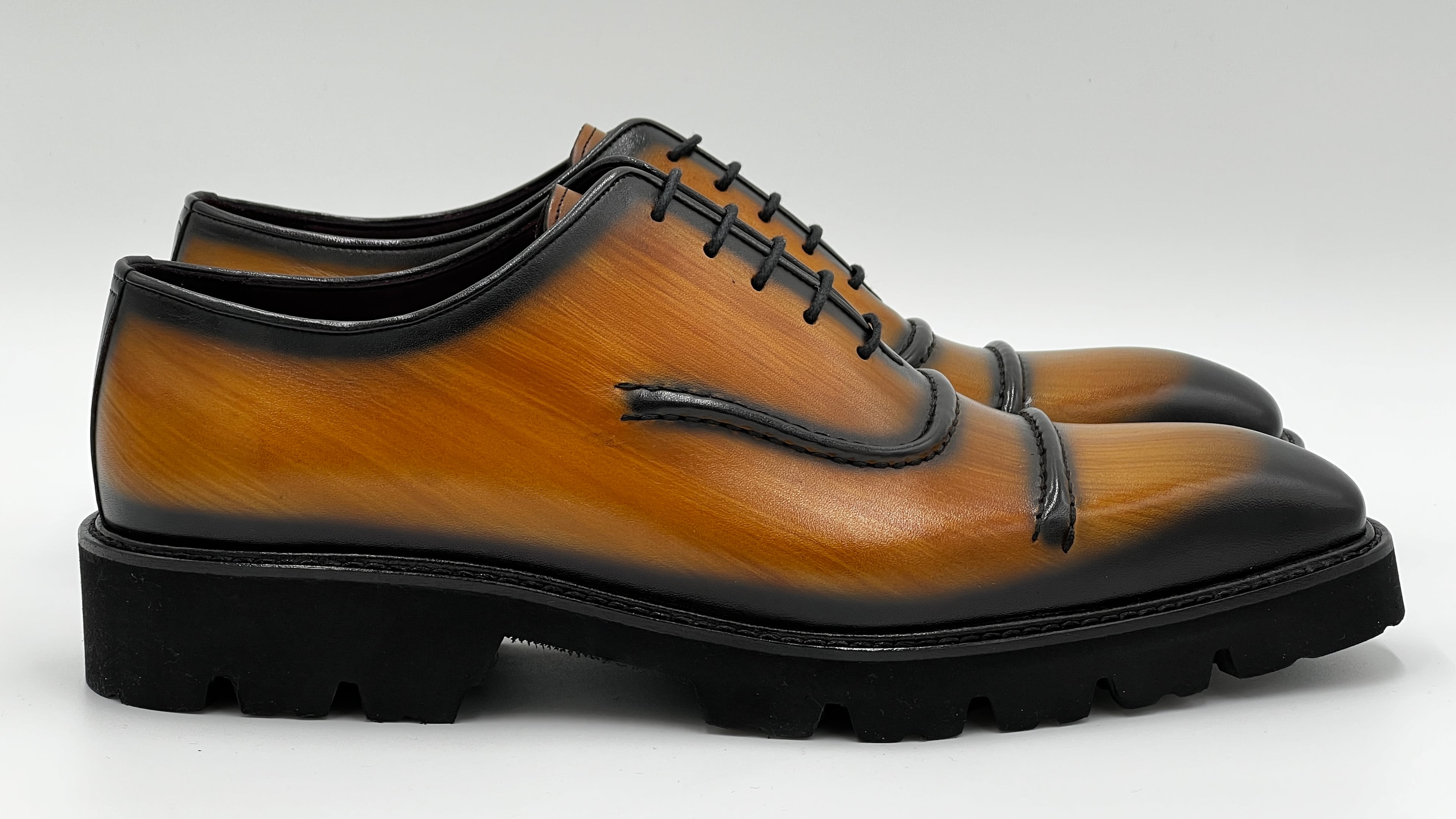 LAKAS Handpaint Tan Rubber Sole Leather Shoes