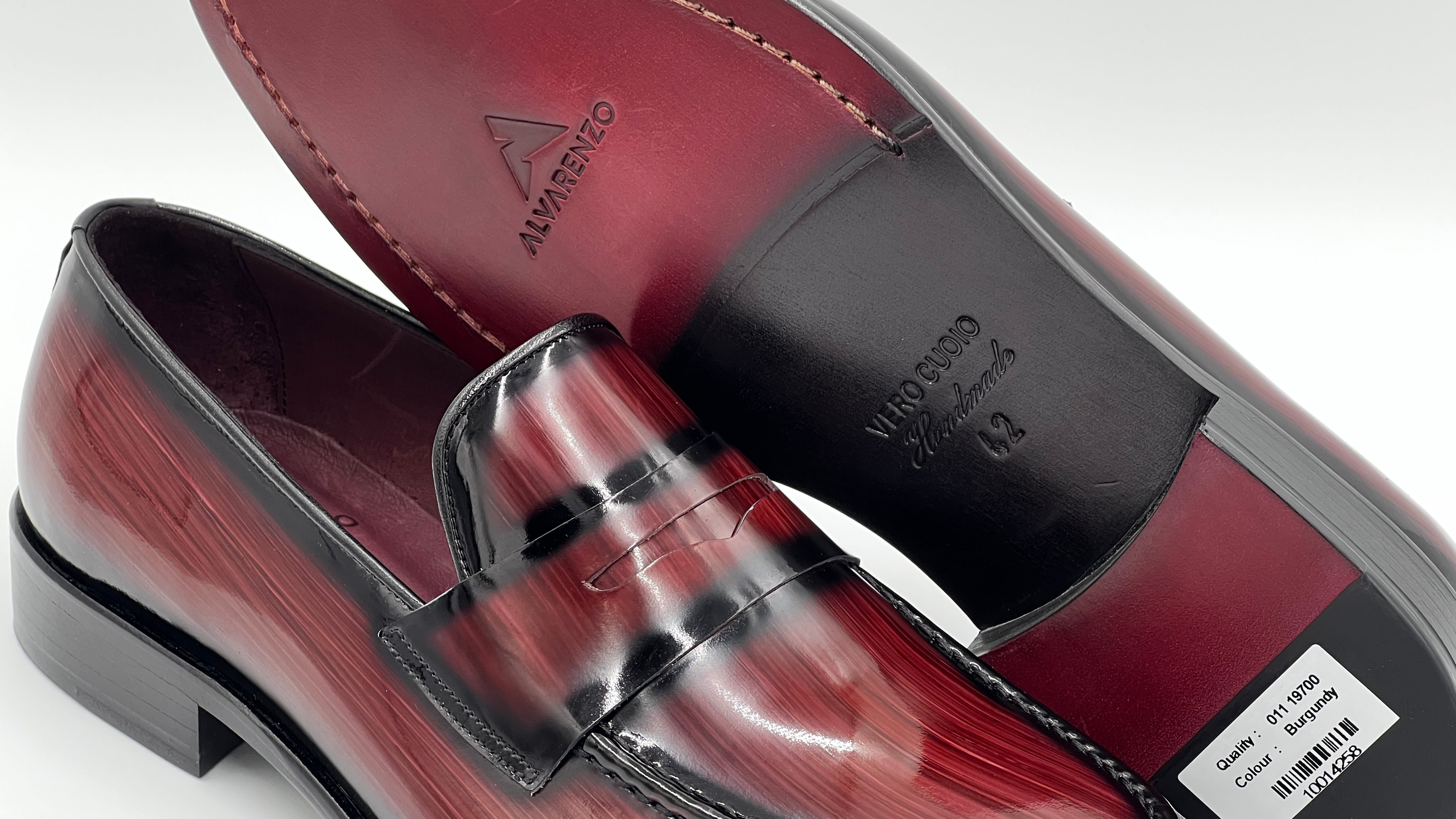 LANDO Handpaint Loafer Burgundy Leather Dress Shoes