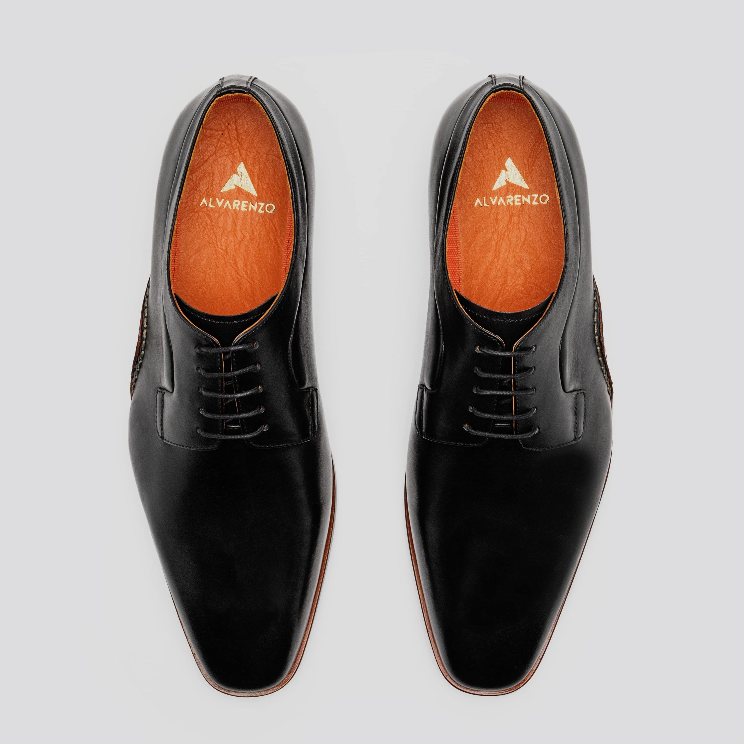 NAPOLIS Men's Black Shoes with Hand-stitched Leather Sole Structure