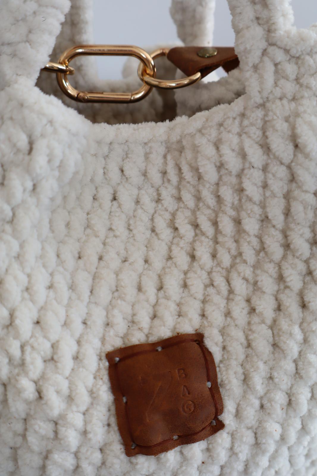 ENA SOFT Ekru 🪶 – Büyük Boy Cozy Touch El Örgüsü Çanta