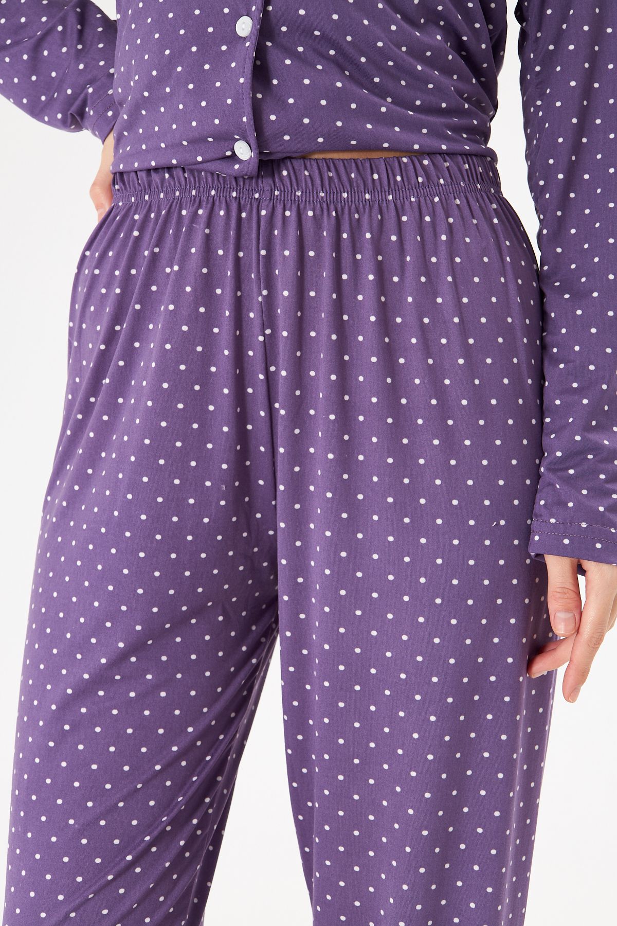 Lara Candy Purple Pamuklu Uzun Kollu Pijama Takımı